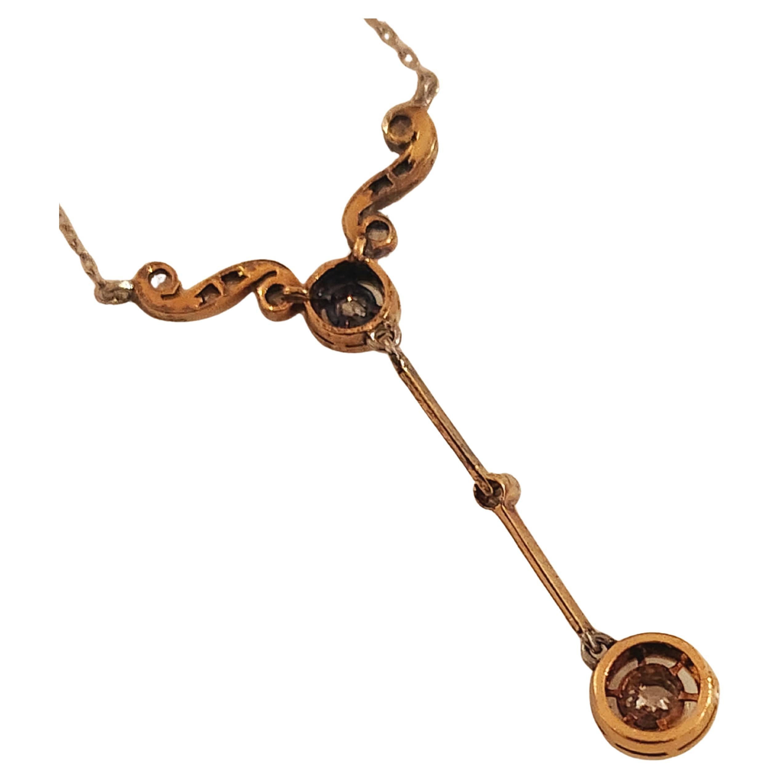 Collier Art déco ancien en or et diamants en vente 1