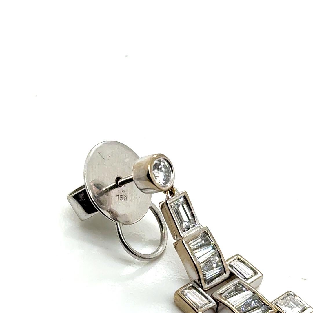 Taglio baguette Art deco Earrings Baguettes and Iolite Diamonds 2.48 carats 2 Iolite 3.73 carats in vendita