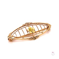 Art Deco Flower Filigree Brooch in 14 Karat Yellow Gold