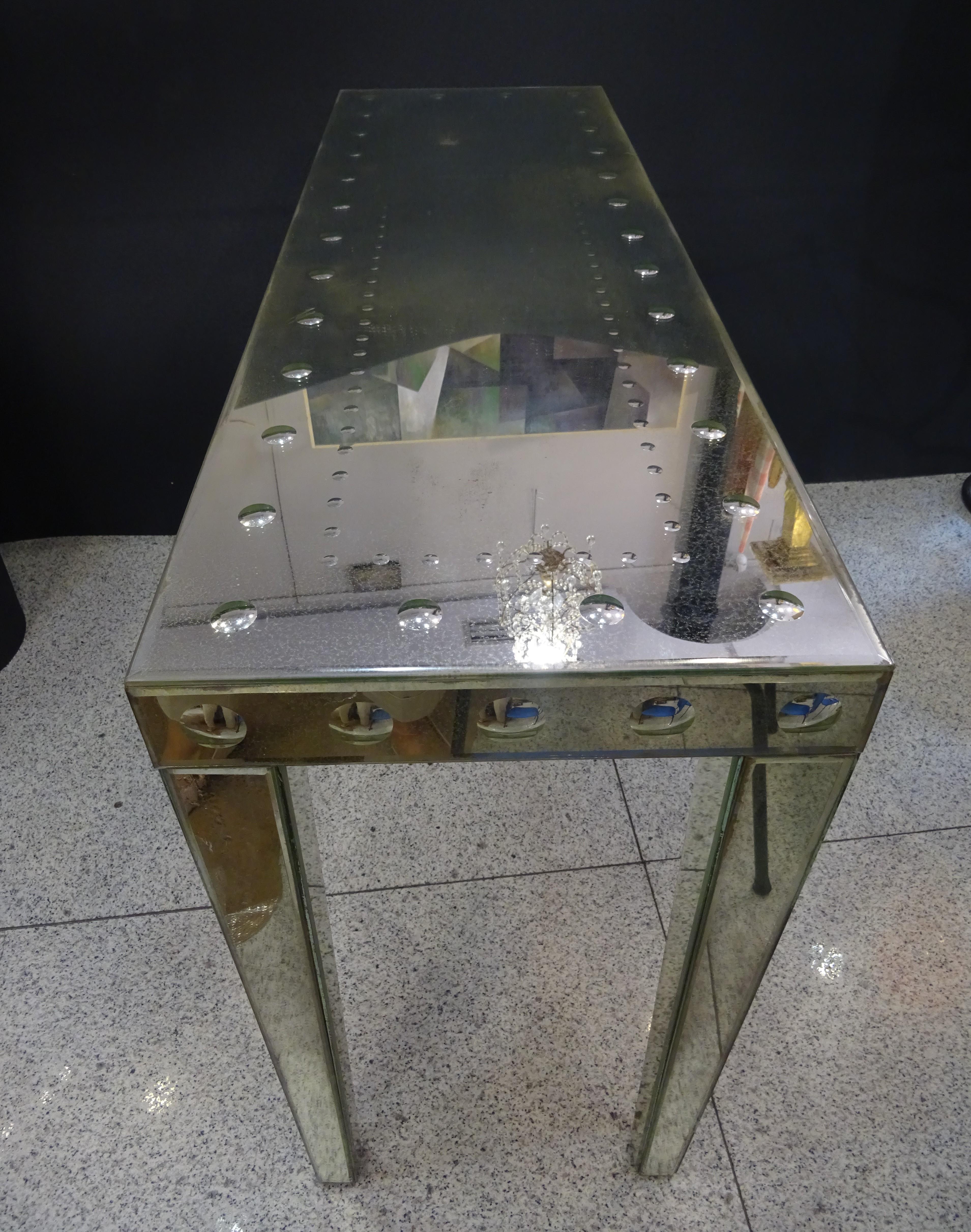 Art Deco French Console in Mercury Mirrors, circa 1940 8
