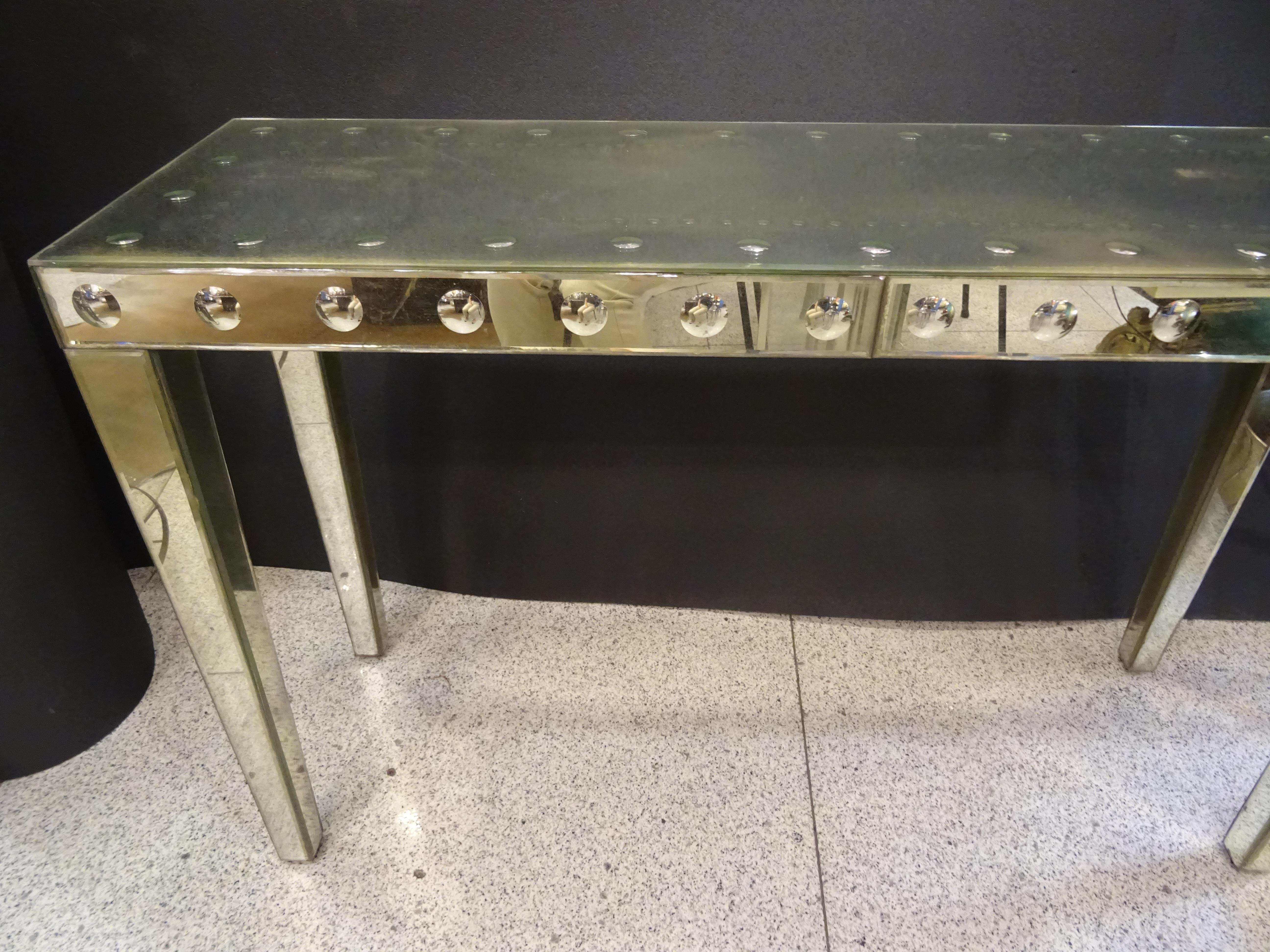 Art Deco French Console in Mercury Mirrors, circa 1940 1