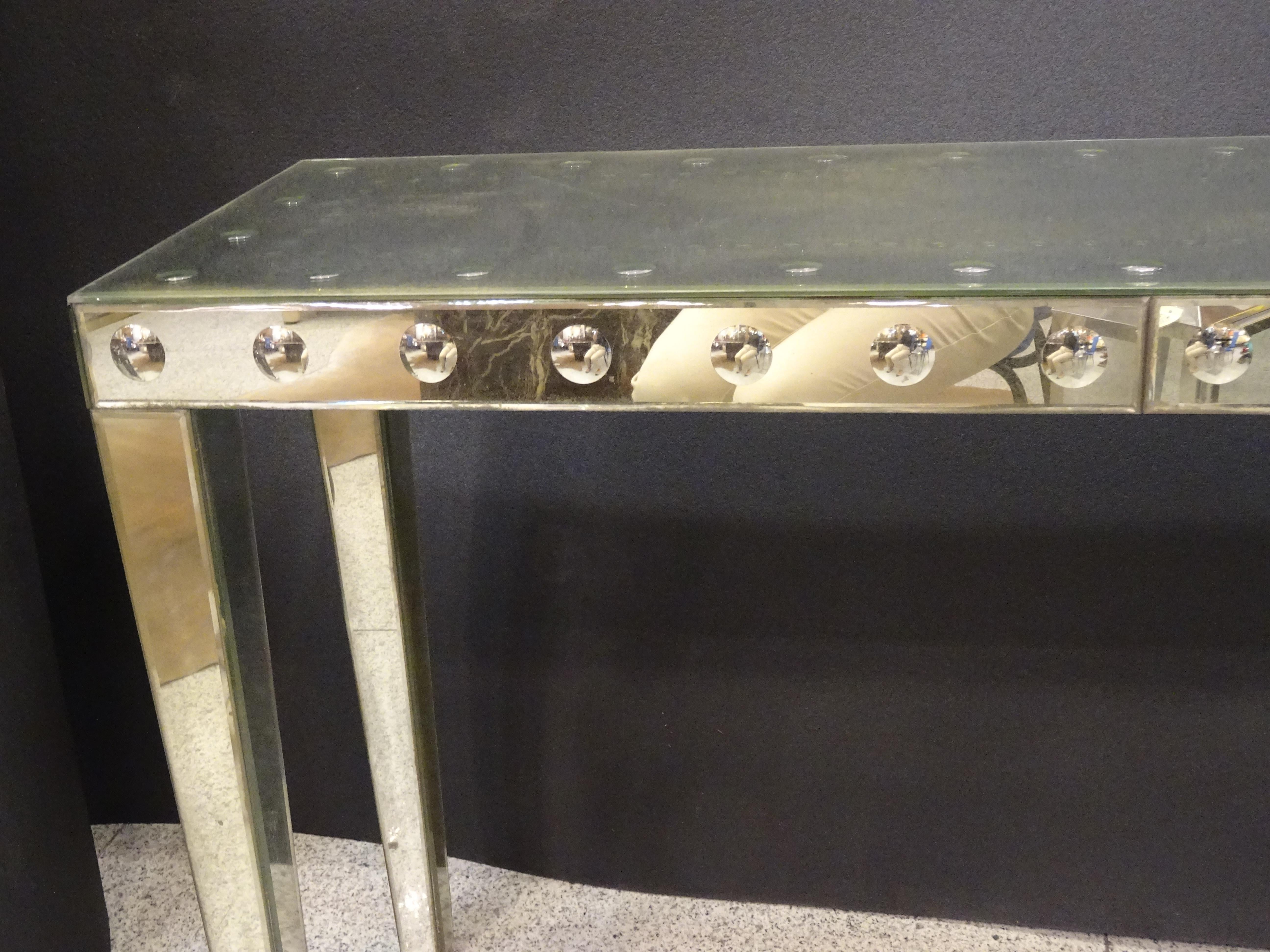 Art Deco French Console in Mercury Mirrors, circa 1940 2