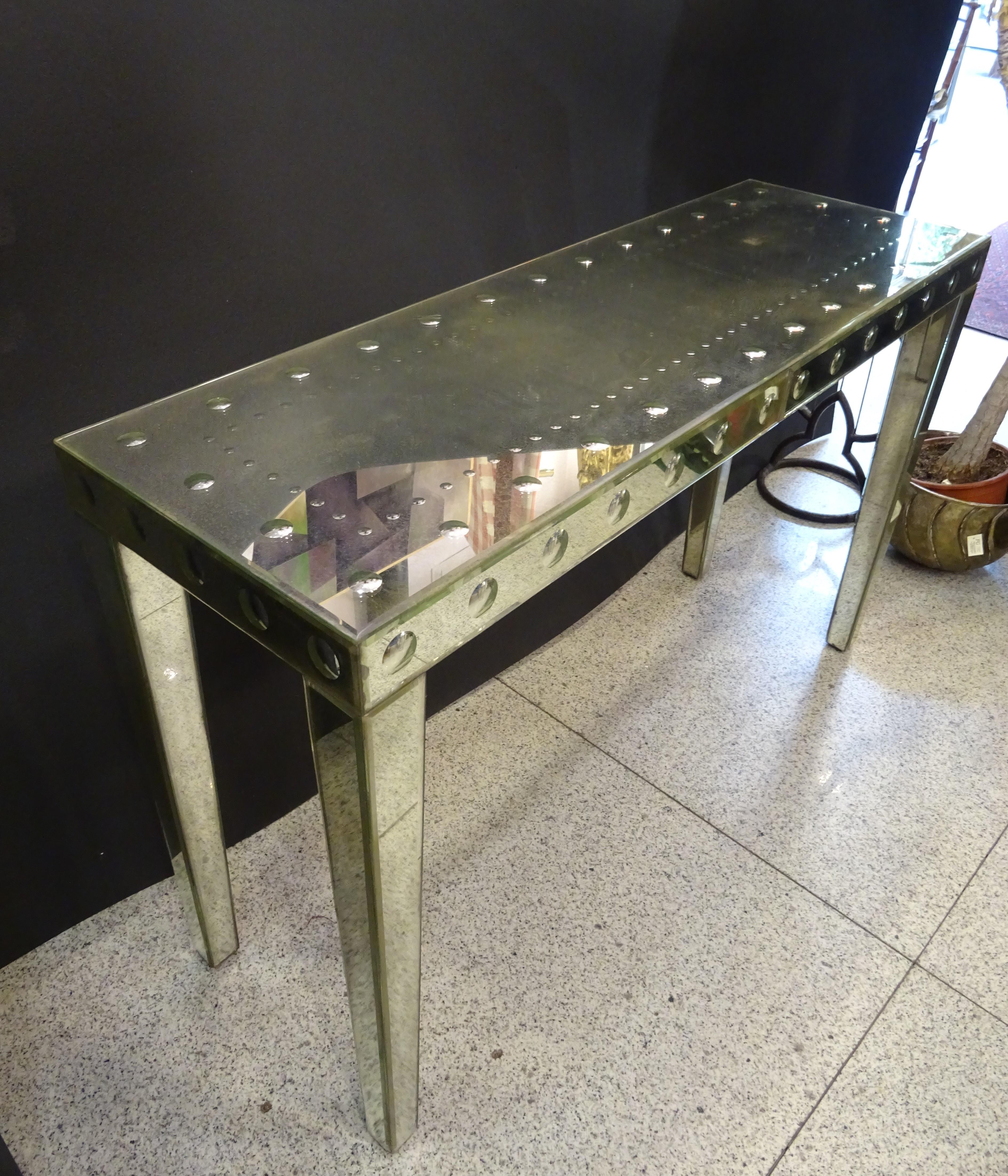 Art Deco French Console in Mercury Mirrors, circa 1940 3