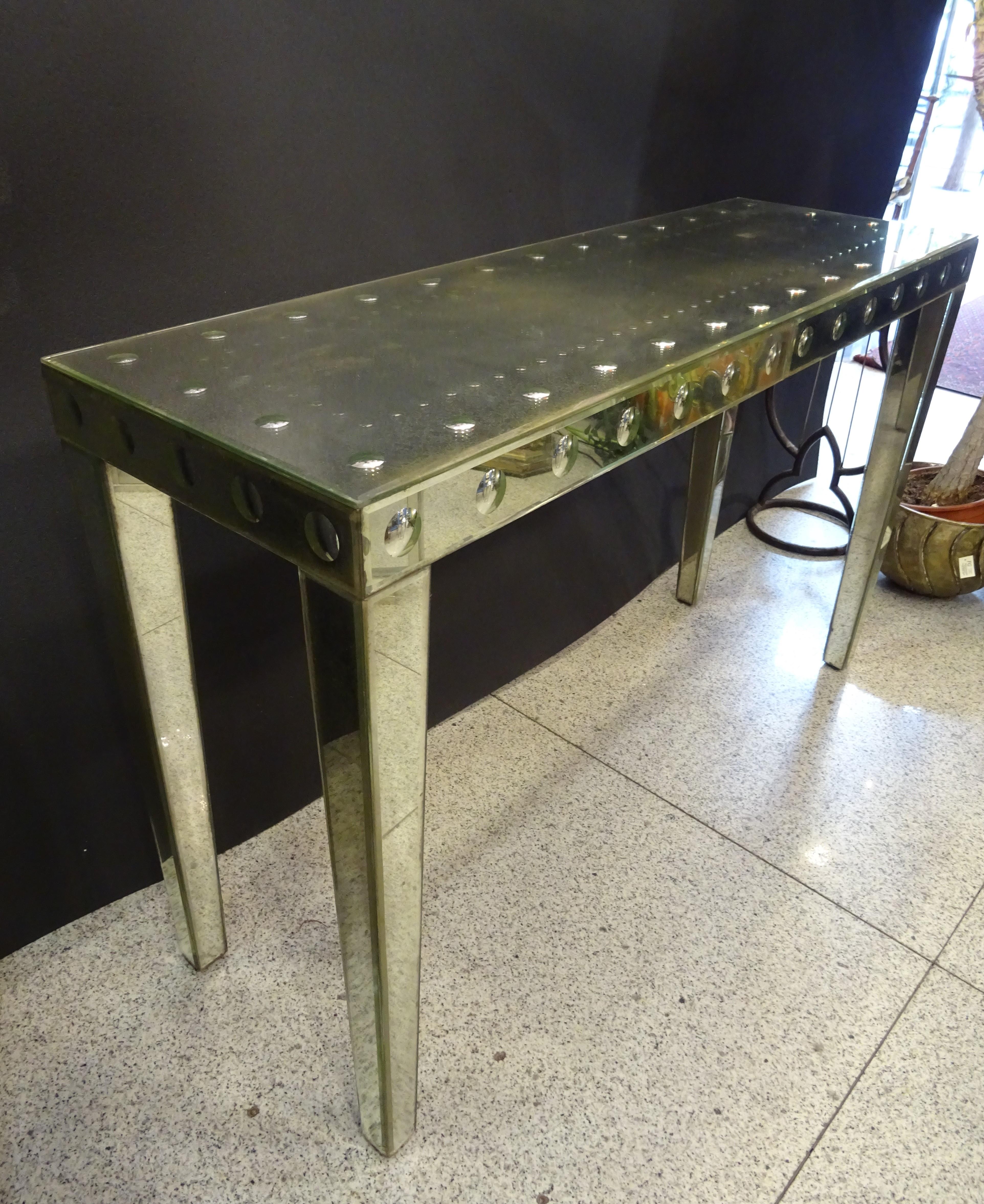 Art Deco French Console in Mercury Mirrors, circa 1940 4