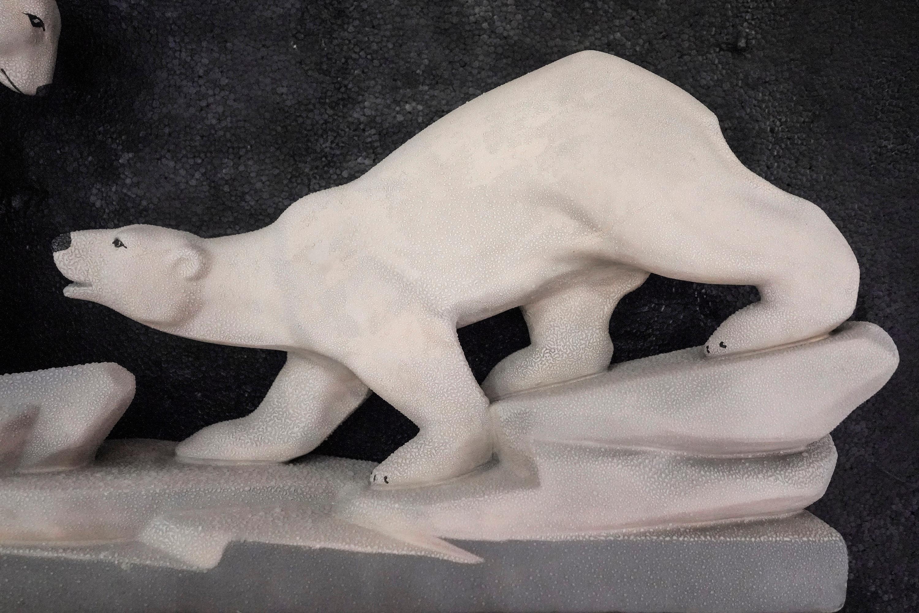 Art Deco French White Pair of Polar Ceramic Bears from 1935 by Charles Lemanceau 7
