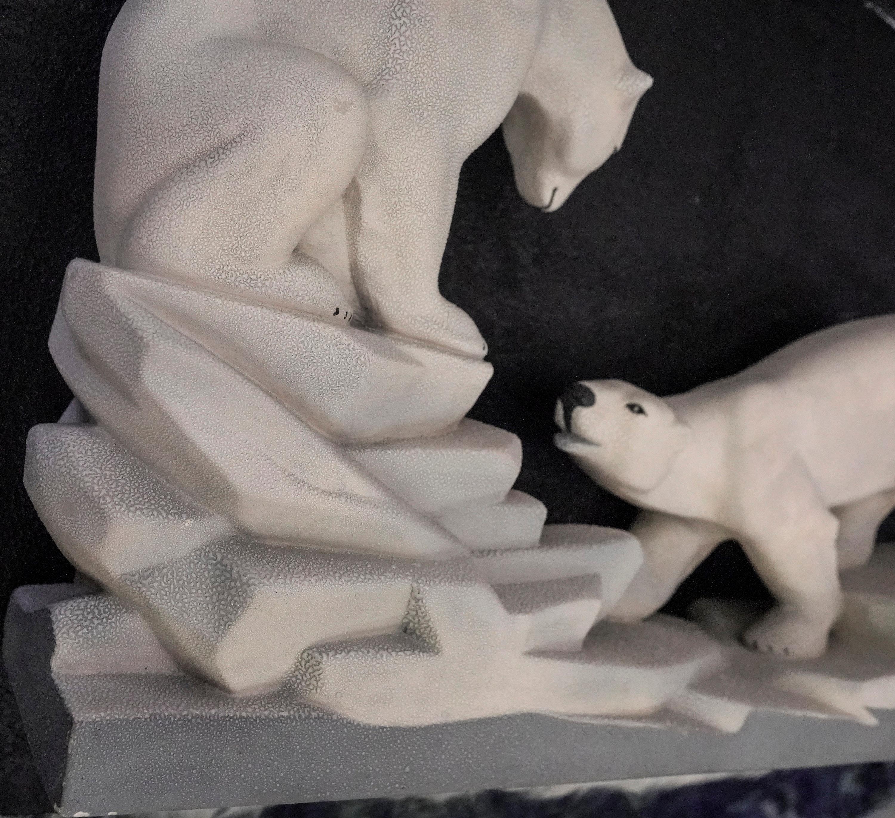 Art Deco French White Pair of Polar Ceramic Bears from 1935 by Charles Lemanceau 8