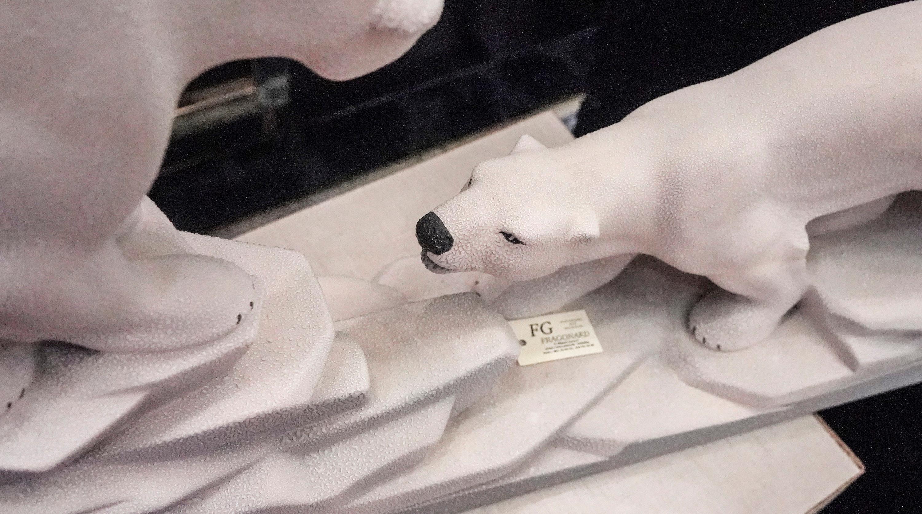 Art Deco French White Pair of Polar Ceramic Bears from 1935 by Charles Lemanceau 1