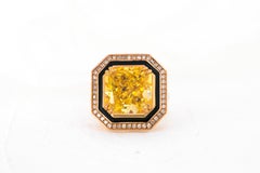 Artdeco Gold Ring, 14k Gold Artdeco Diamond Ring, Artdeco Black Enameled Topaz C