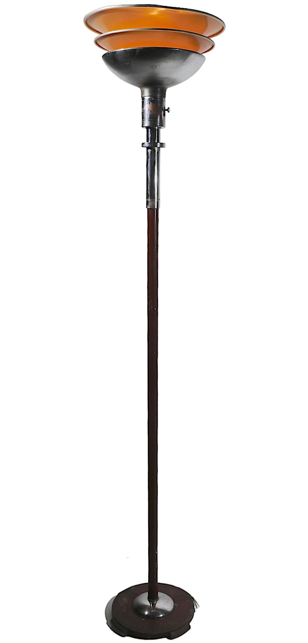 Art Deco Machine Age Torchiere  Floor Lamp by Rohde for Mutual Sunset Lamp Co.  For Sale 3