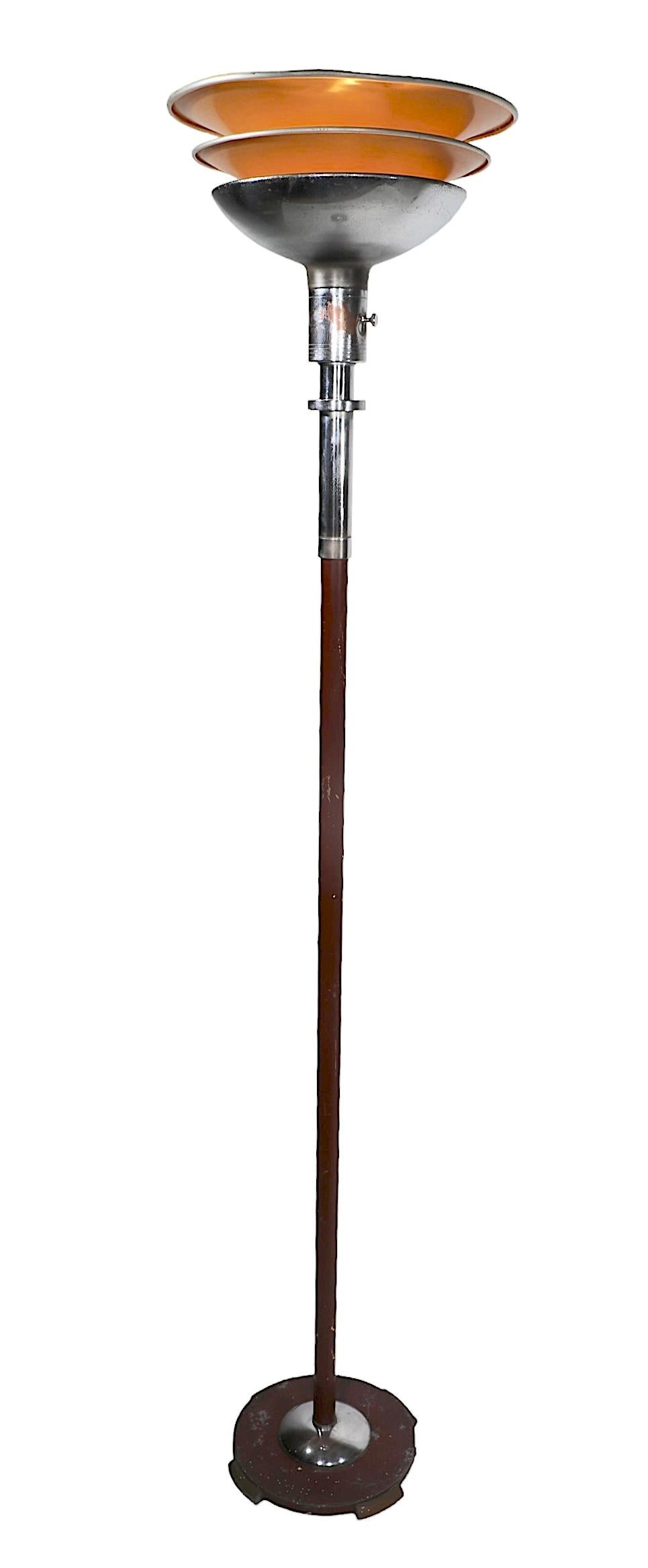 Art Deco Machine Age Torchiere  Floor Lamp by Rohde for Mutual Sunset Lamp Co.  For Sale 5