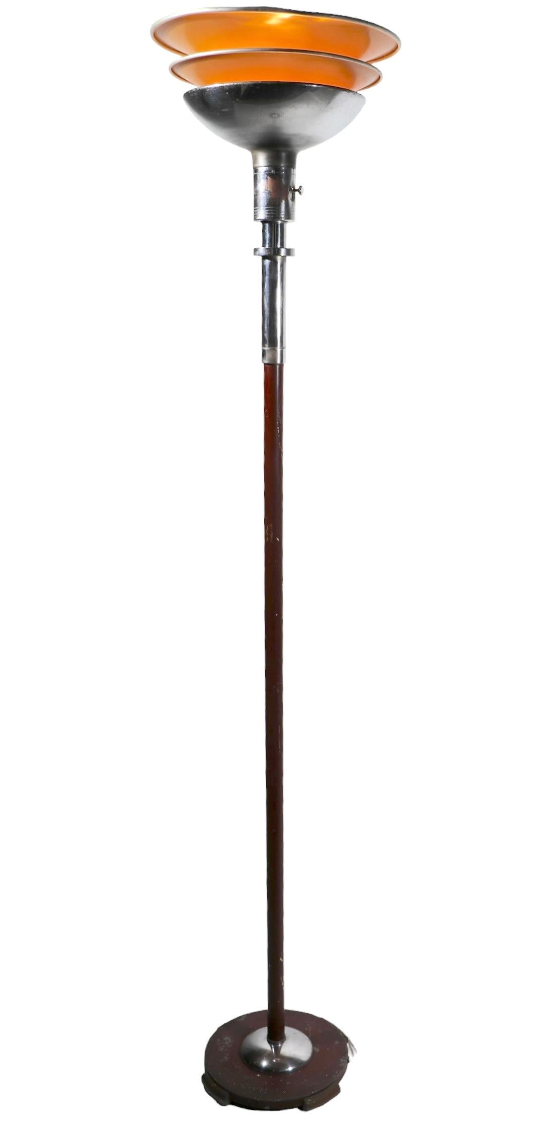 Art Deco Machine Age Torchiere  Floor Lamp by Rohde for Mutual Sunset Lamp Co.  For Sale 7