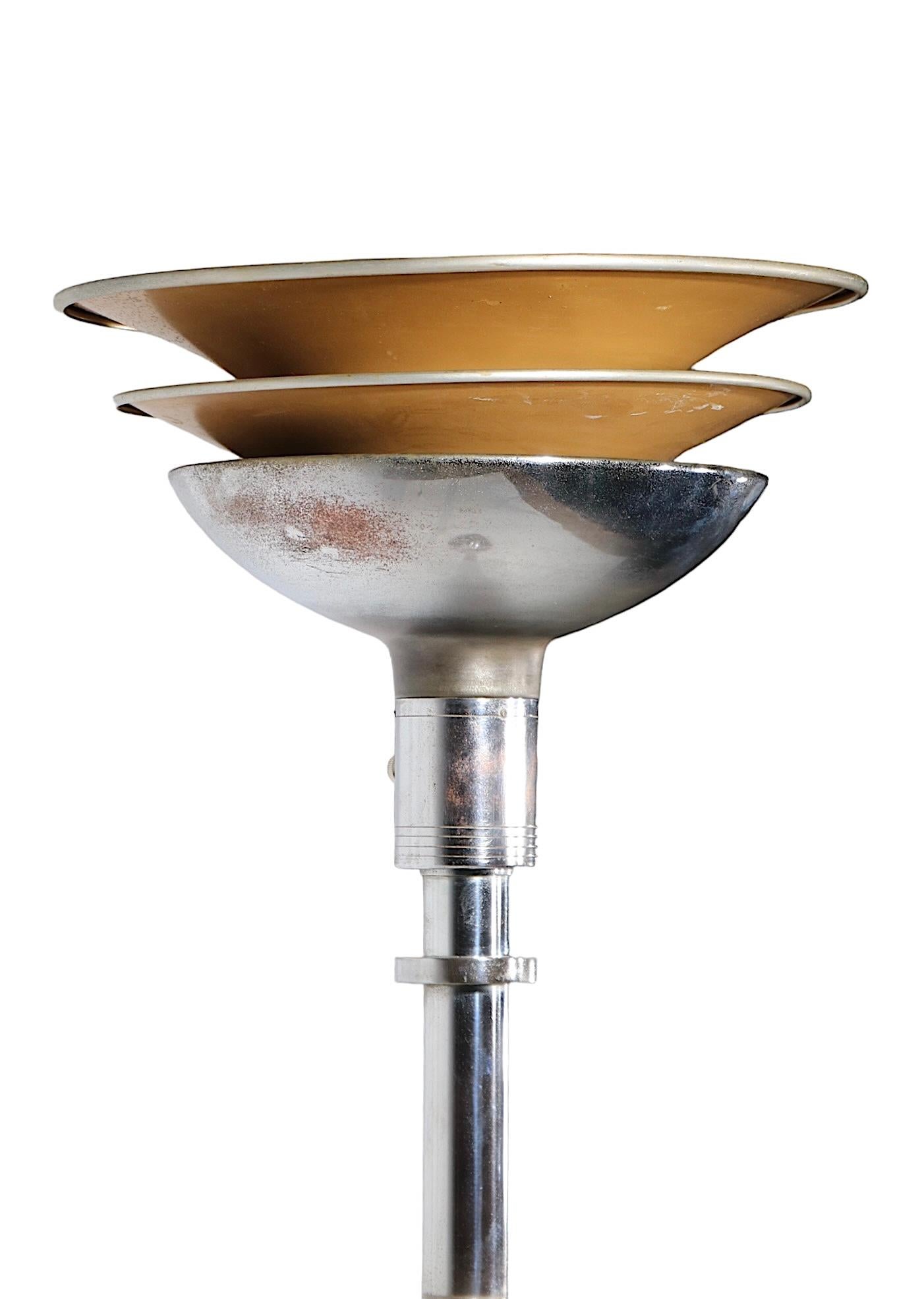 Art Deco Machine Age Torchiere  Stehlampe von Rohde für Mutual Sunset Lamp Co.  (Gemalt) im Angebot
