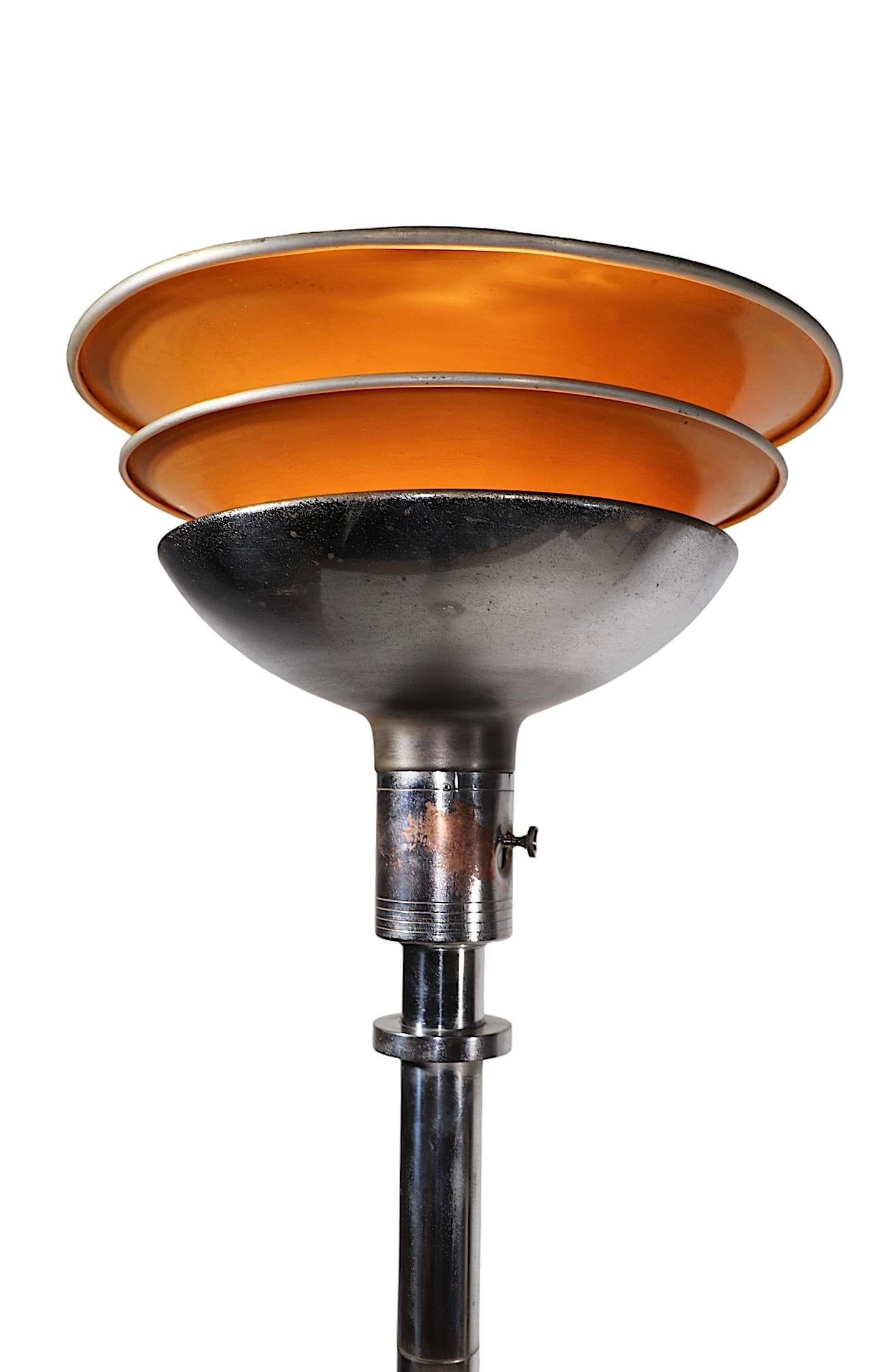Milieu du XXe siècle Torchère Art Déco Machine Age  Lampadaire de Rohde pour Mutual Sunset Lamp Co.  en vente