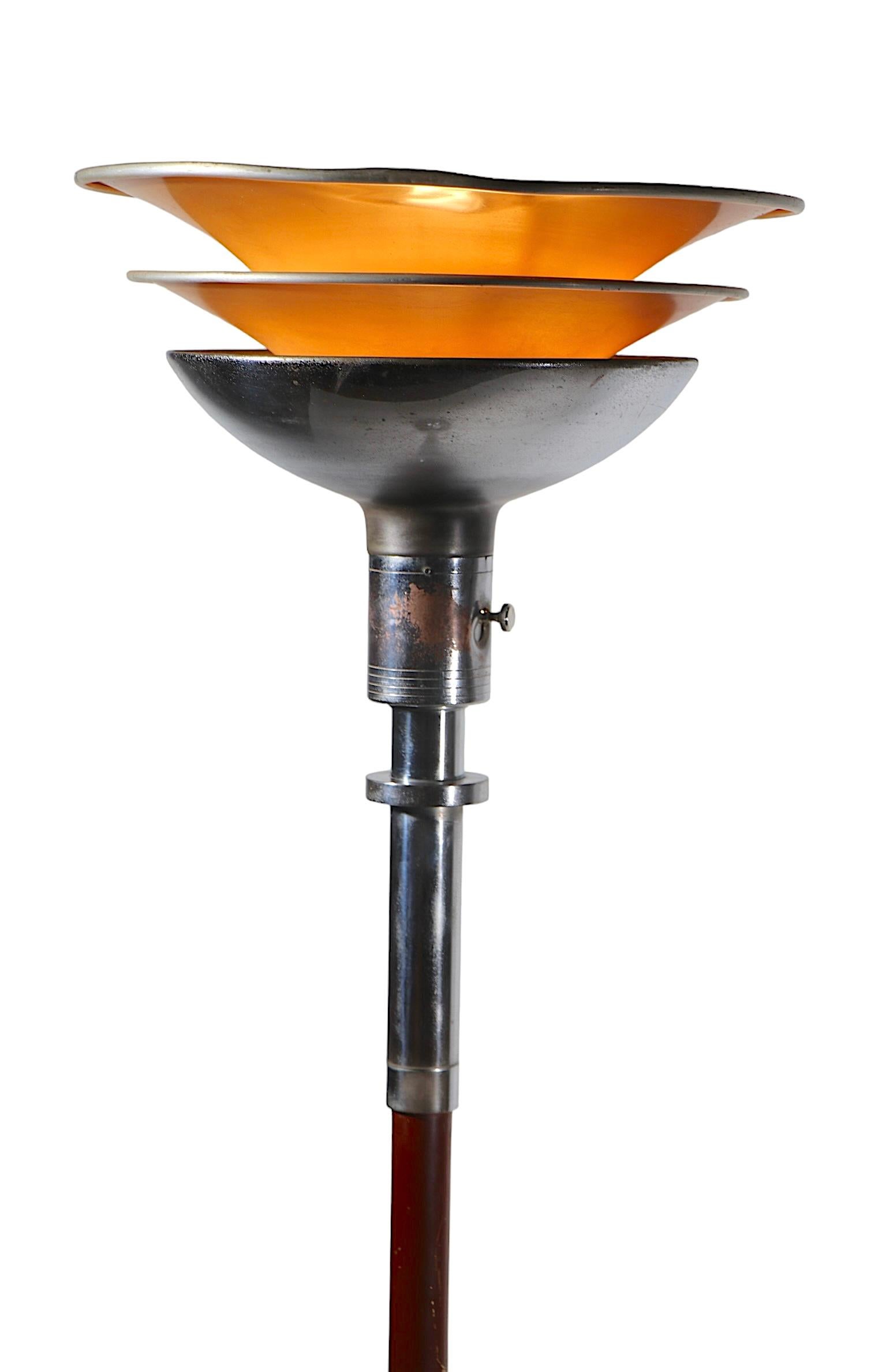 Art Deco Machine Age Torchiere  Floor Lamp by Rohde for Mutual Sunset Lamp Co.  For Sale 1
