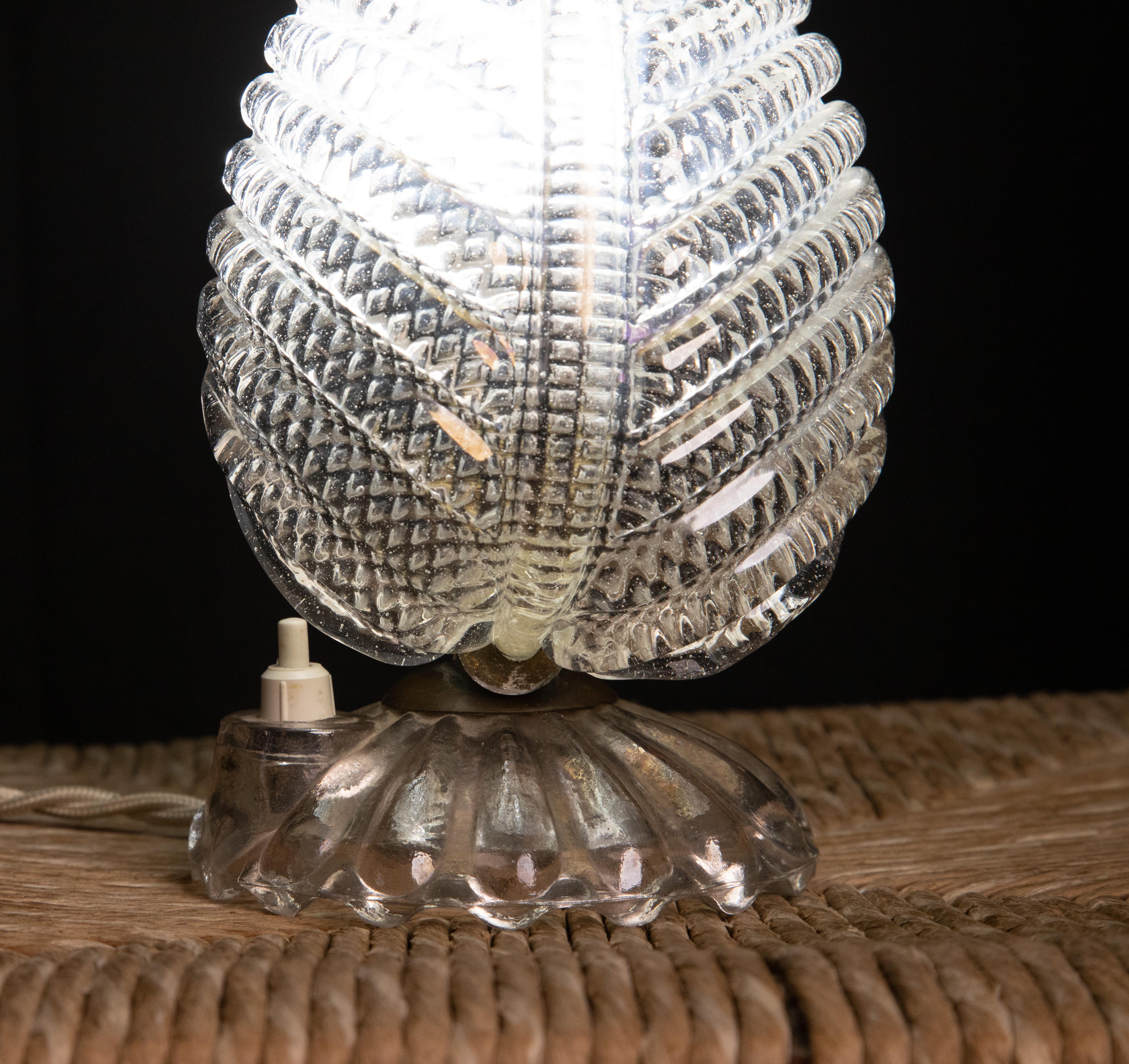 Mid-20th Century Art Deco Murano Glass Table Lamps Barovier & Toso, 1940 For Sale