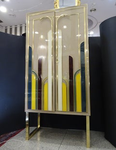 Artdeco Murano Italy Cabinet, Multicolor Murano Glass, 50s