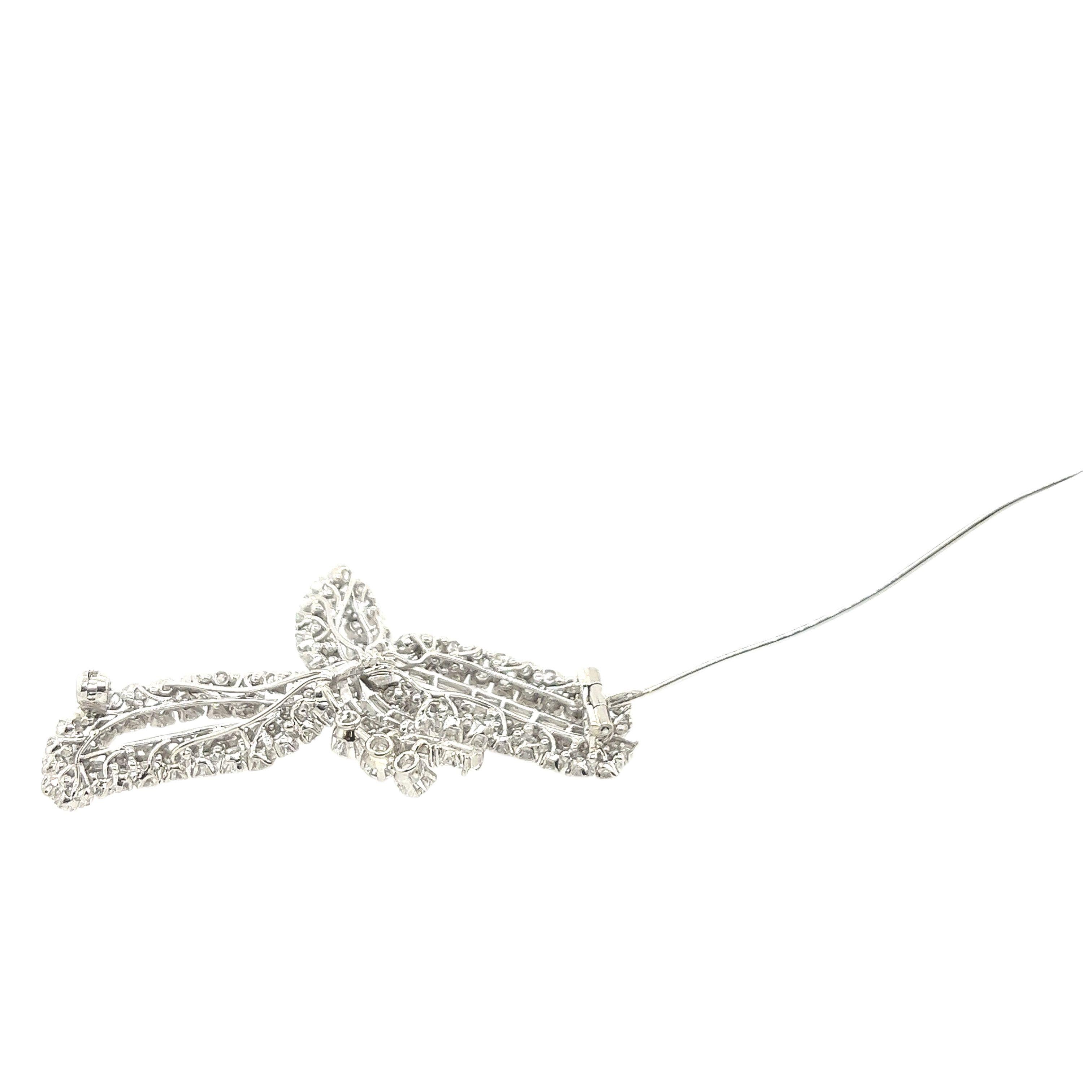 Art Deco Artdeco Platinum Diamond Brooch, Set With 6.40ct Round &Baguette Diamonds