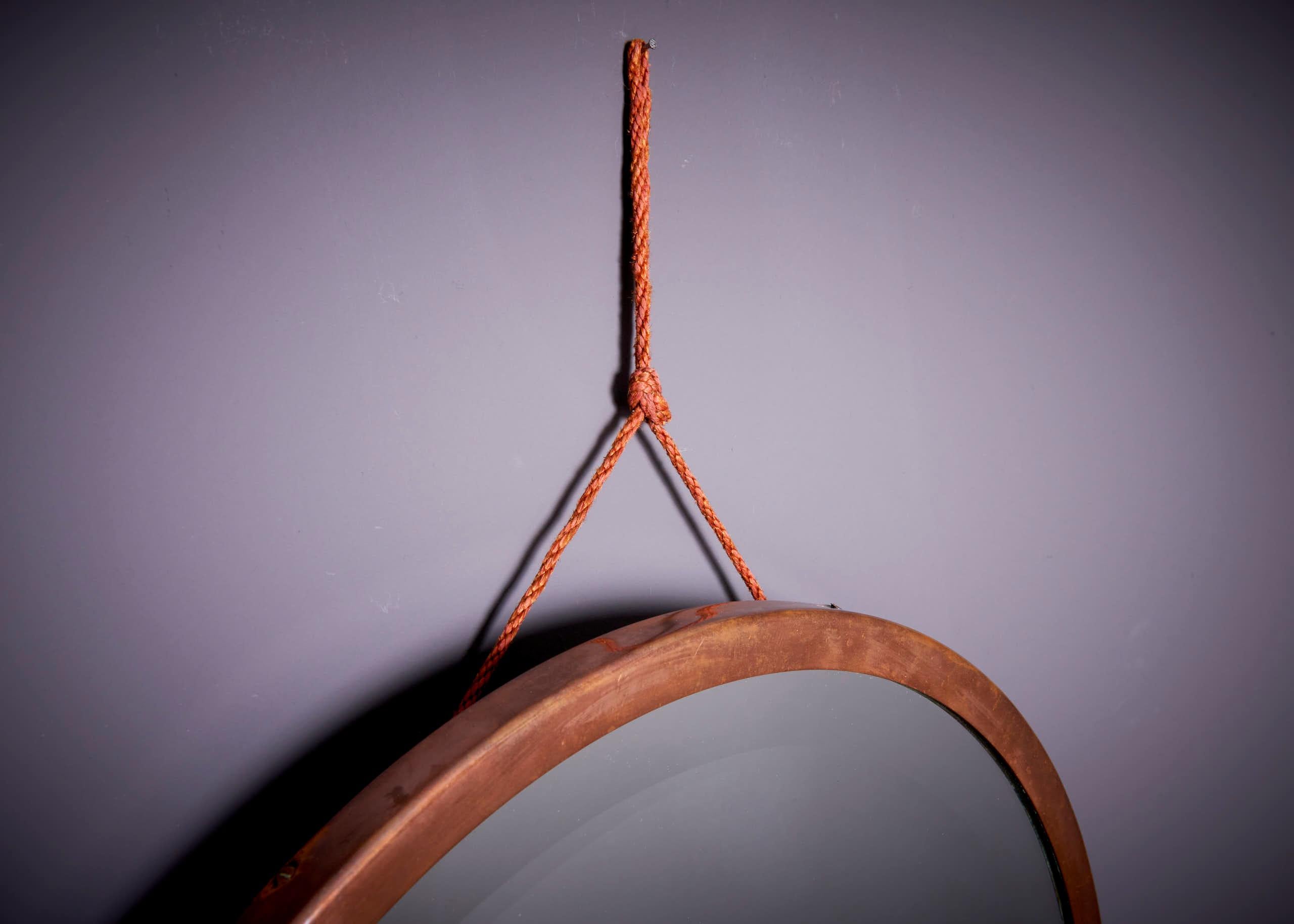 Art Deco Artdeco Solid Copper with original hanging cord France - 1920s For Sale