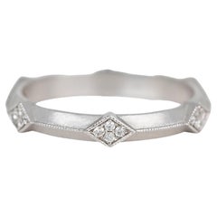 Alliance de style Art déco en or 14 carats avec diamant 0,14 carat pour hommes et femmes