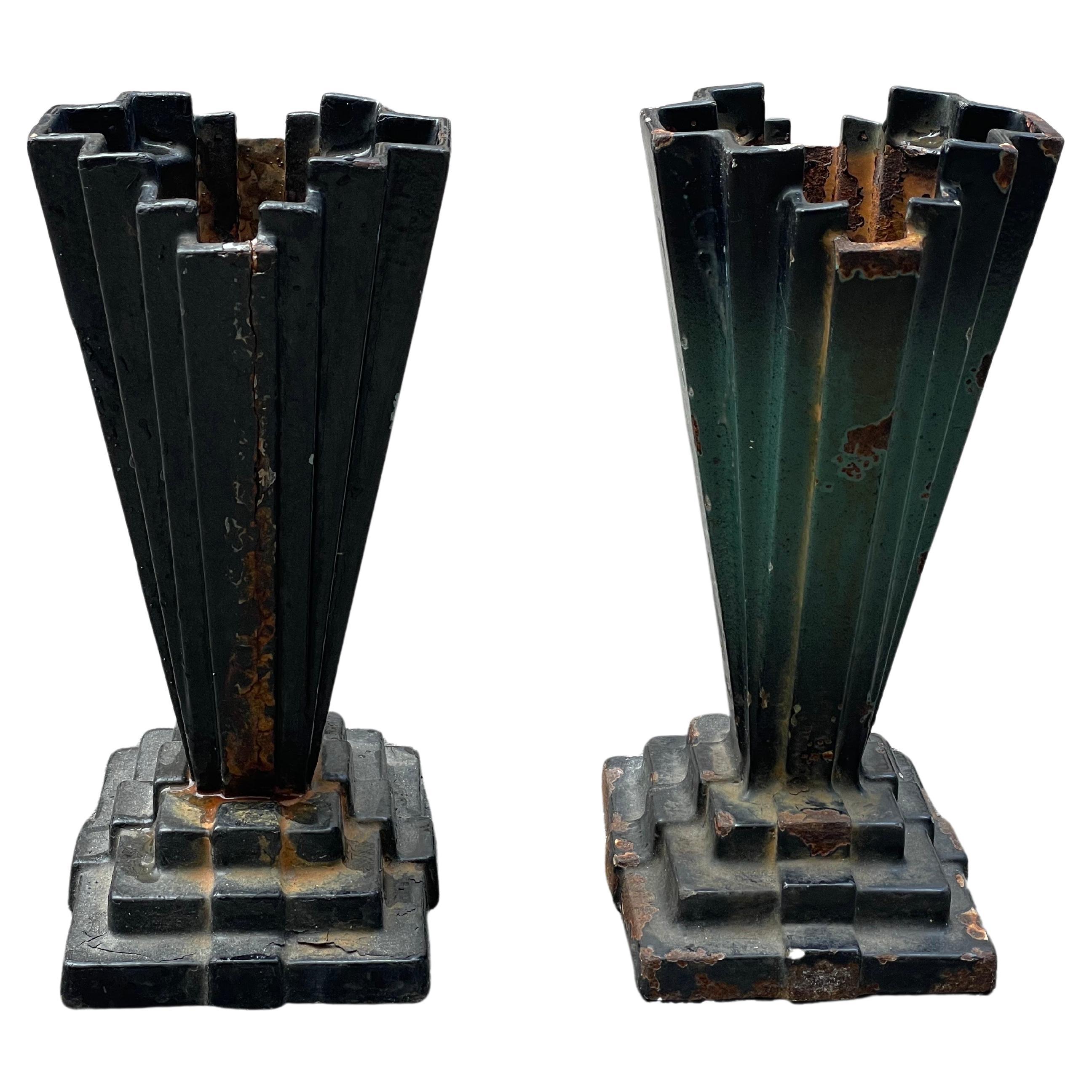 Artdeco swedish Husqvarna cast iron mortuary vases from the 1920´s For Sale