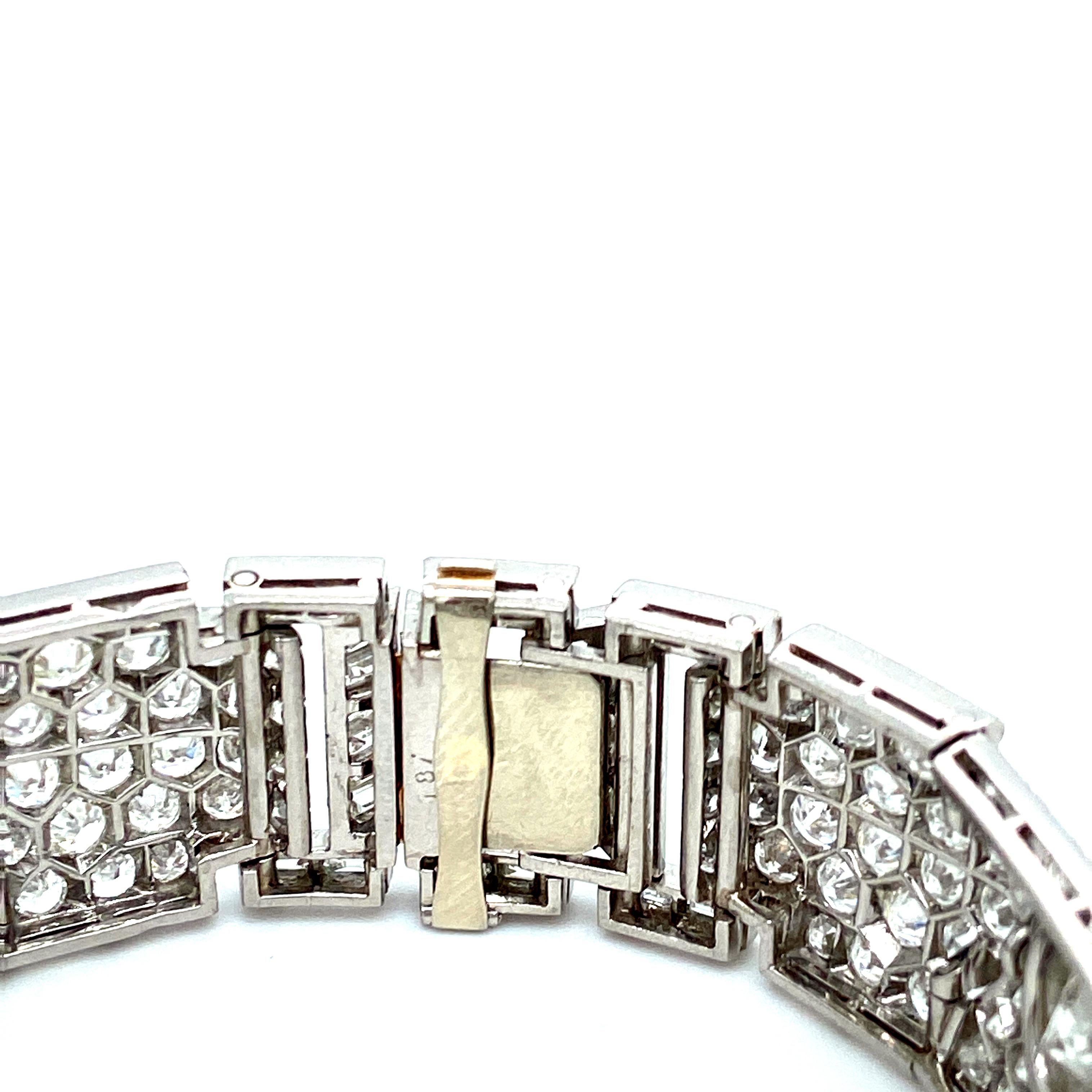 Bracelet Art Déco vintage unique en platine massif 36 carats  en vente 6