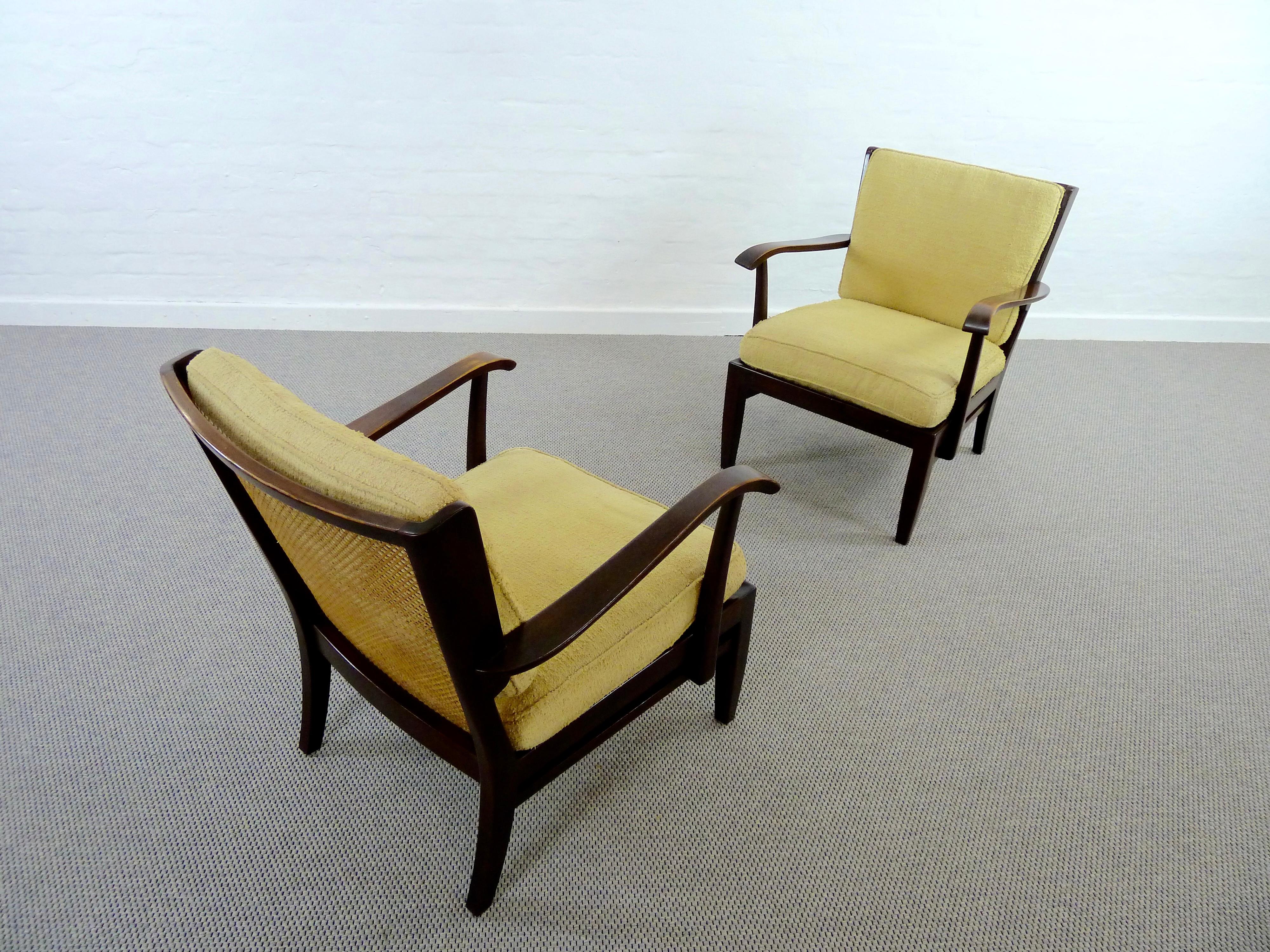 Fauteuils Art Déco Wilhelm Knoll « Antimott » en tissu d'art bouclé jaune vif en vente 5