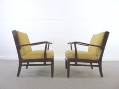 Art Deco Wilhelm Knoll "Antimott" Armchairs with Bright Yellow Boucle Art Fabric