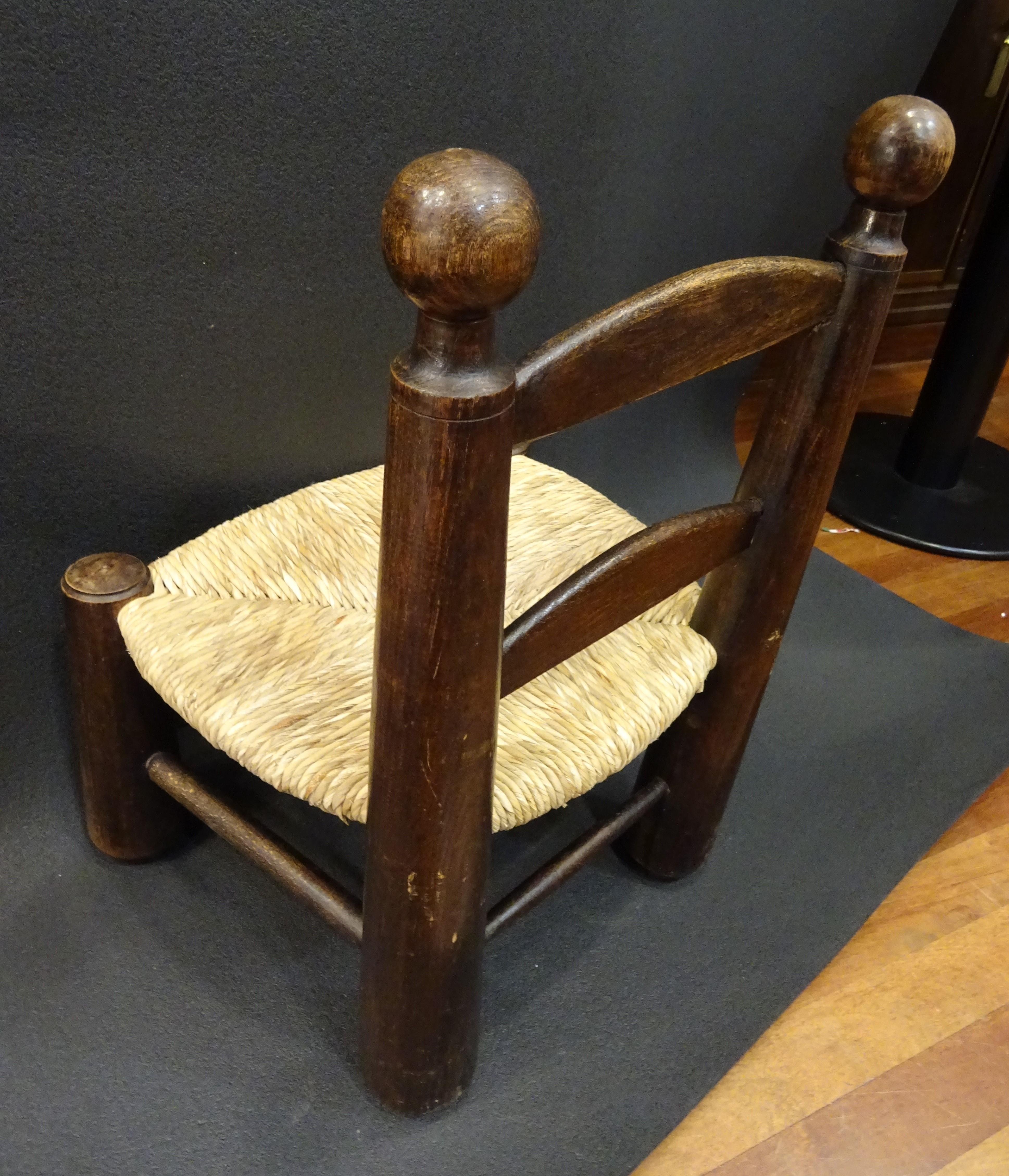 Art Deco  Chair by Charles Dudouyt, Wood and Wicker, 1940 11