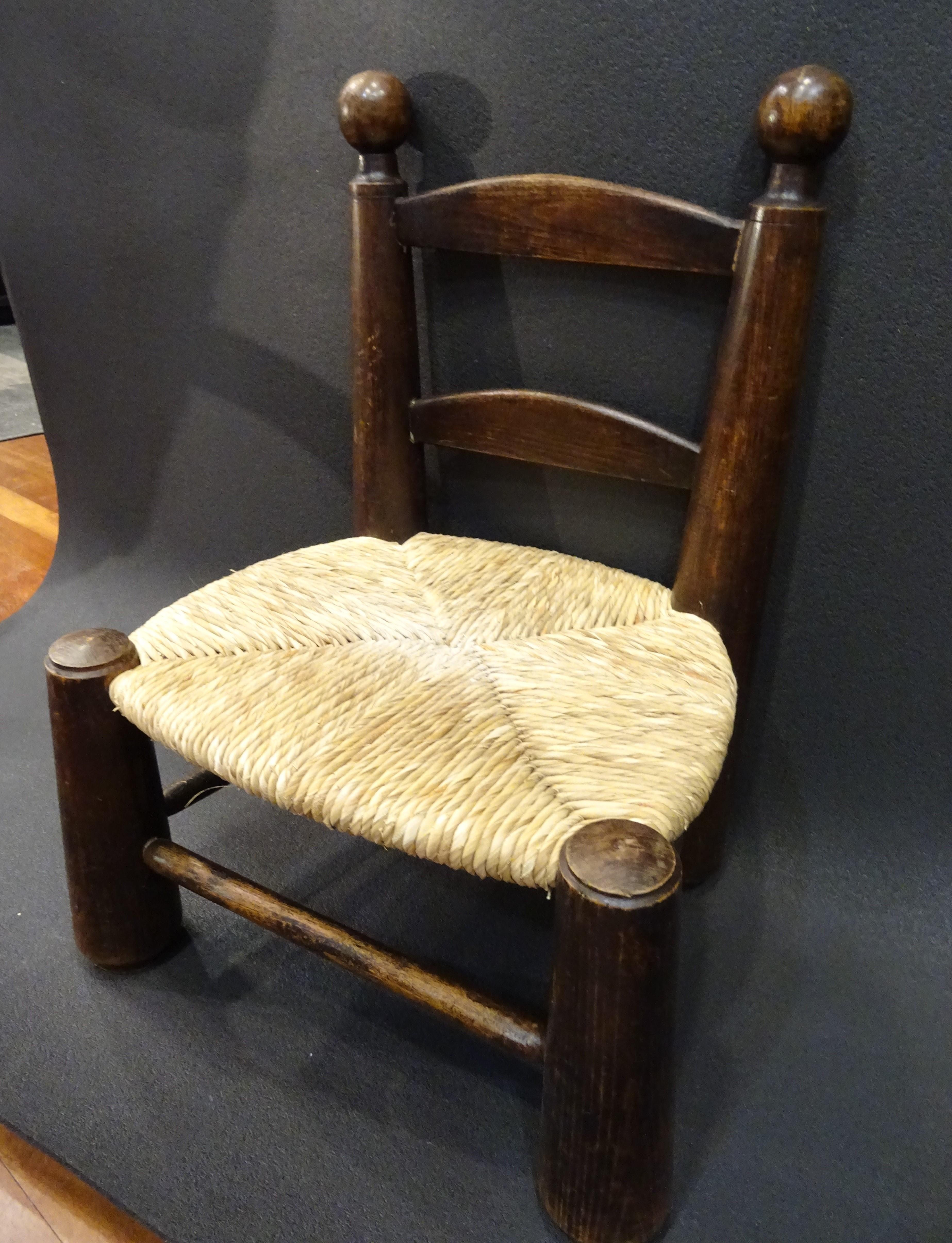 Art Deco  Chair by Charles Dudouyt, Wood and Wicker, 1940 3