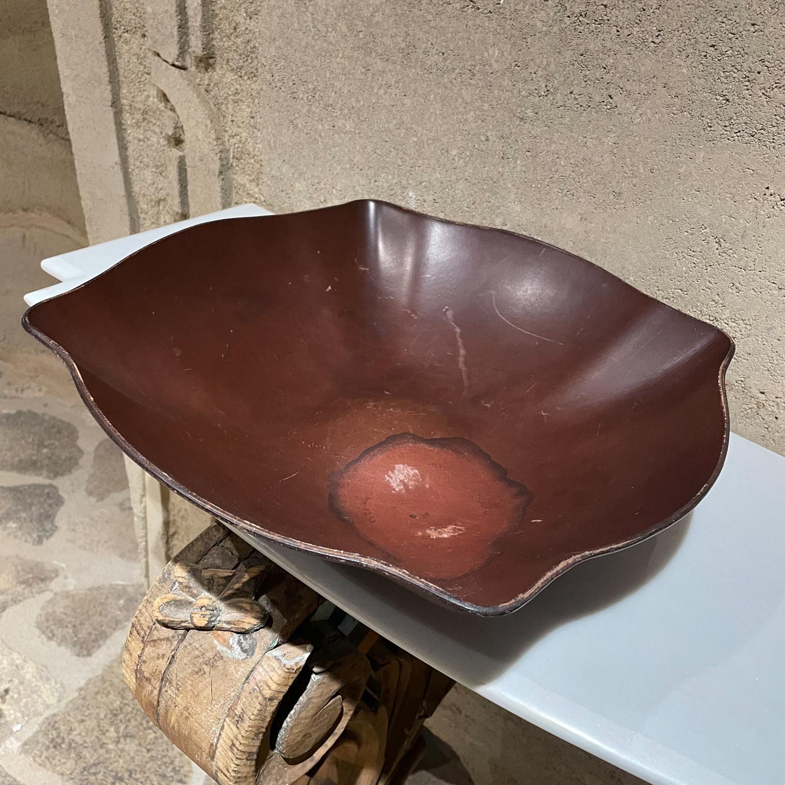 Arte Cuoio Saddle Leather Tray Catch All Bowl Acqua by Enrico Tonucci Italy In Fair Condition For Sale In Chula Vista, CA