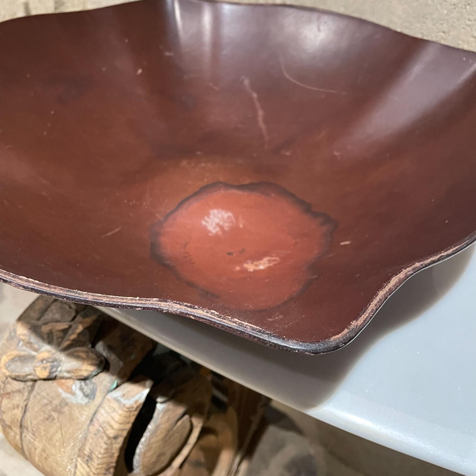 Contemporary Arte Cuoio Saddle Leather Tray Catch All Bowl Acqua by Enrico Tonucci Italy For Sale