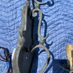Arte de Mexico N. Hollywood Hand Wrought Iron Handmade Wall Light Sconces, Pair