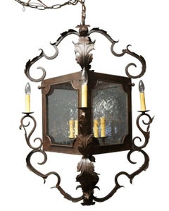 Arte De Mexico Spanish Tuscan Iron Carriage Lantern Chandelier 8 Light Rustic