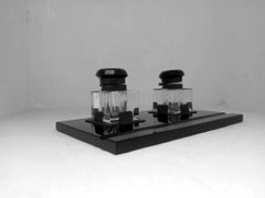 Art decò inkwells set from years '30 razional fine design in rare black glass