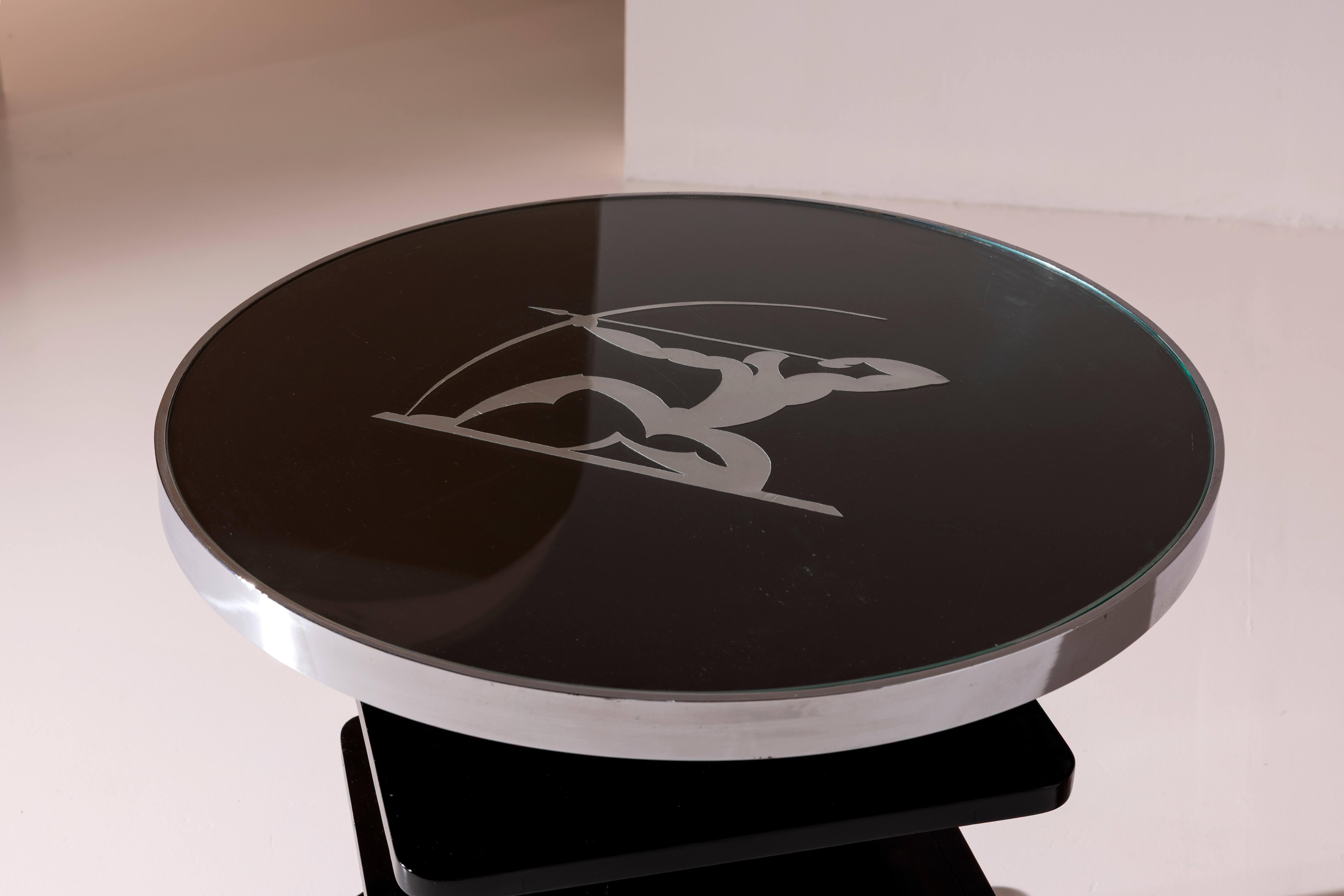Table d'appoint Arte déco avec plateau en verre, Italie, années 1930 Bon état - En vente à Chiavari, Liguria