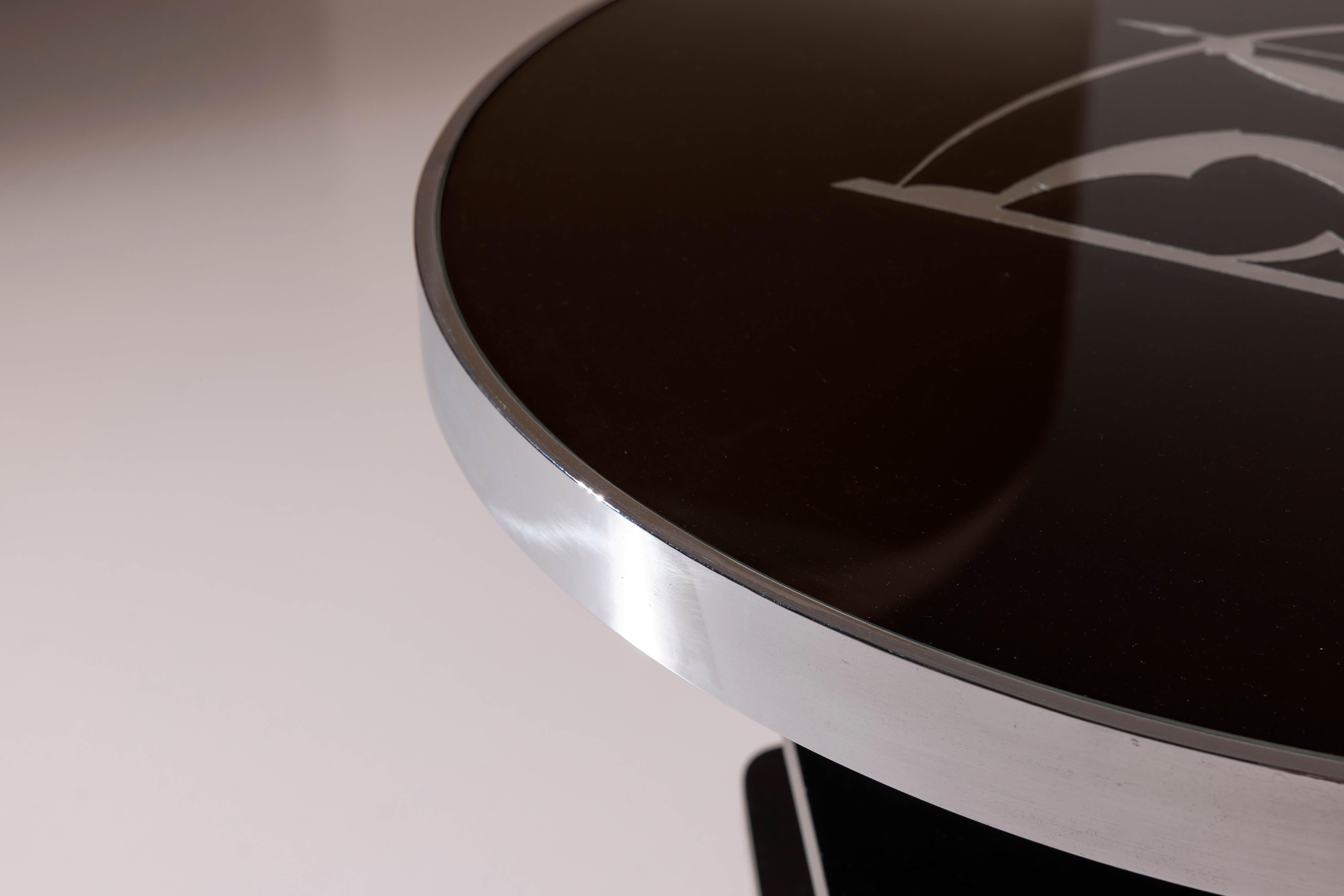 Table d'appoint Arte déco avec plateau en verre, Italie, années 1930 en vente 3