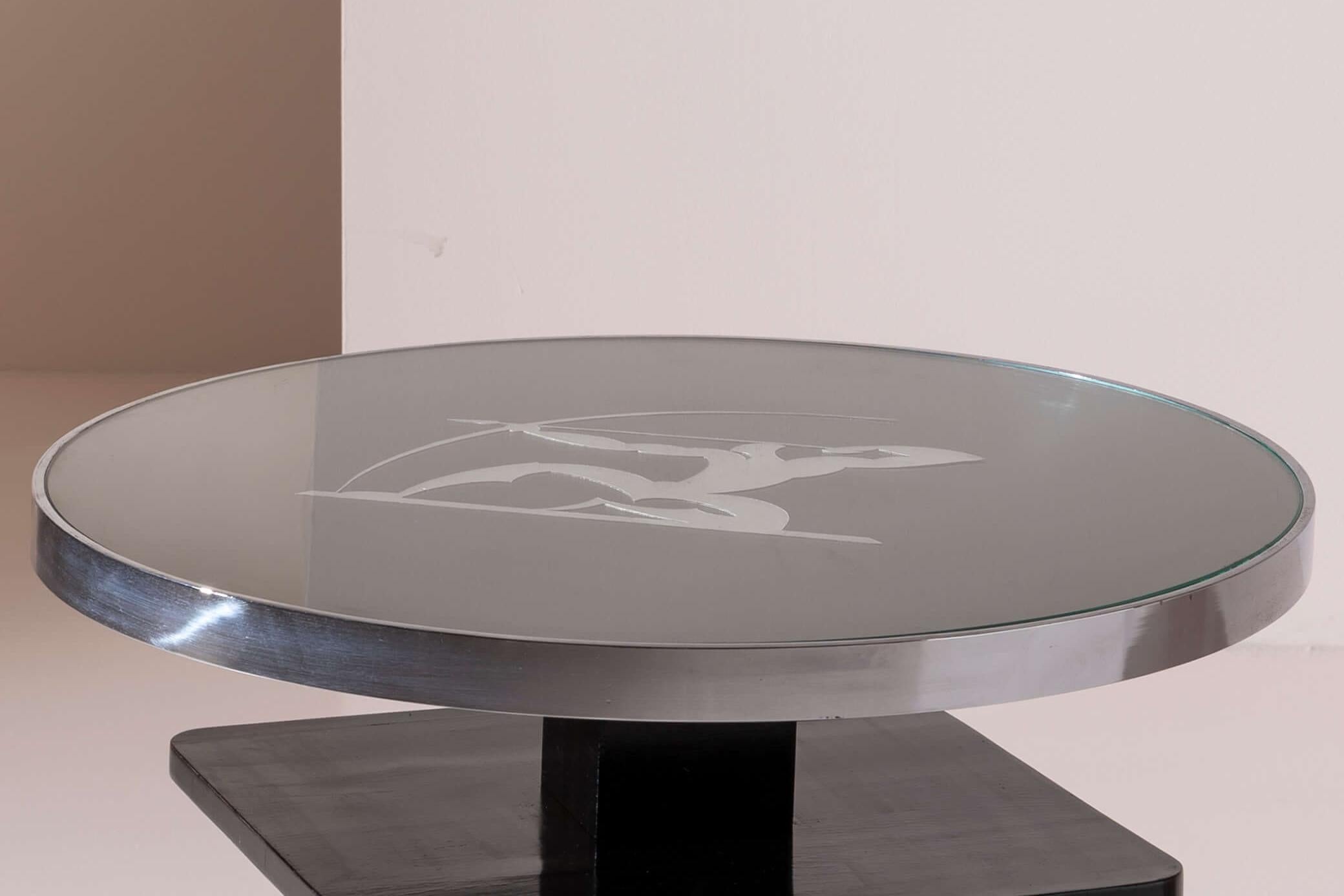 Table d'appoint Arte déco avec plateau en verre, Italie, années 1930 en vente 4