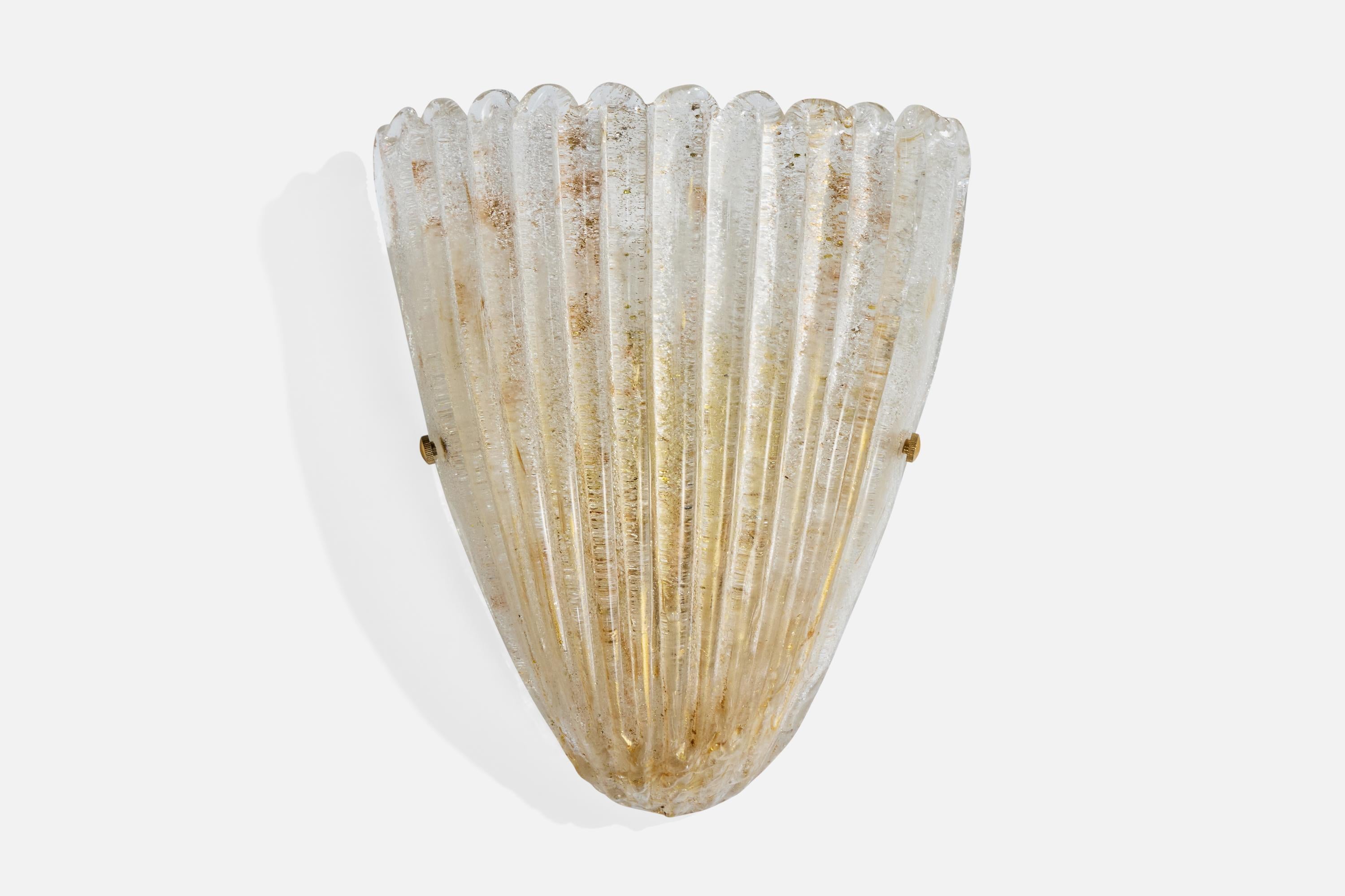 Mid-Century moderno Arte Flash, Applique, Vetro, Ottone, Italia, anni '80 in vendita