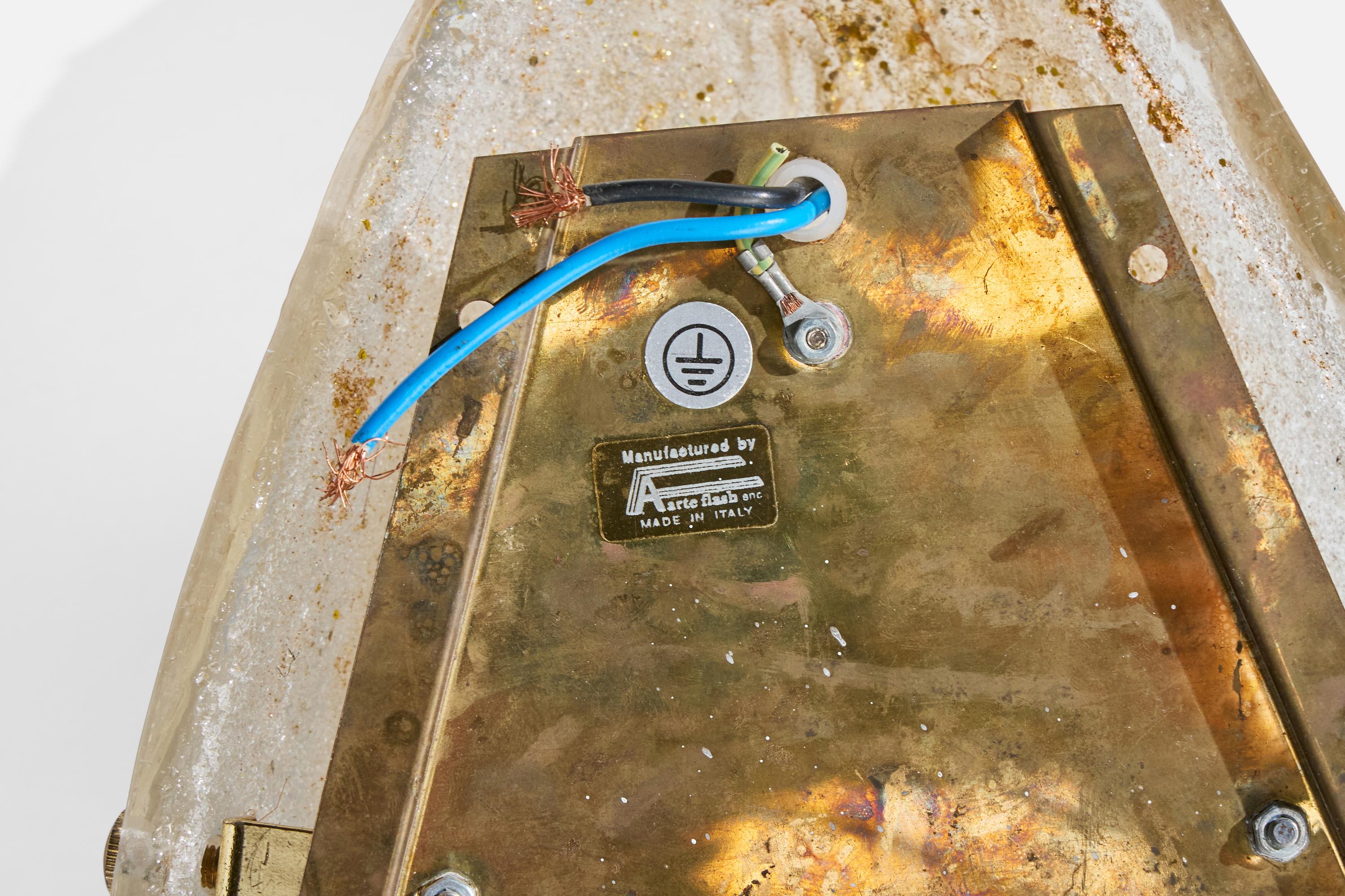 Arte Flash, Applique, Vetro, Ottone, Italia, anni '80 in vendita 3