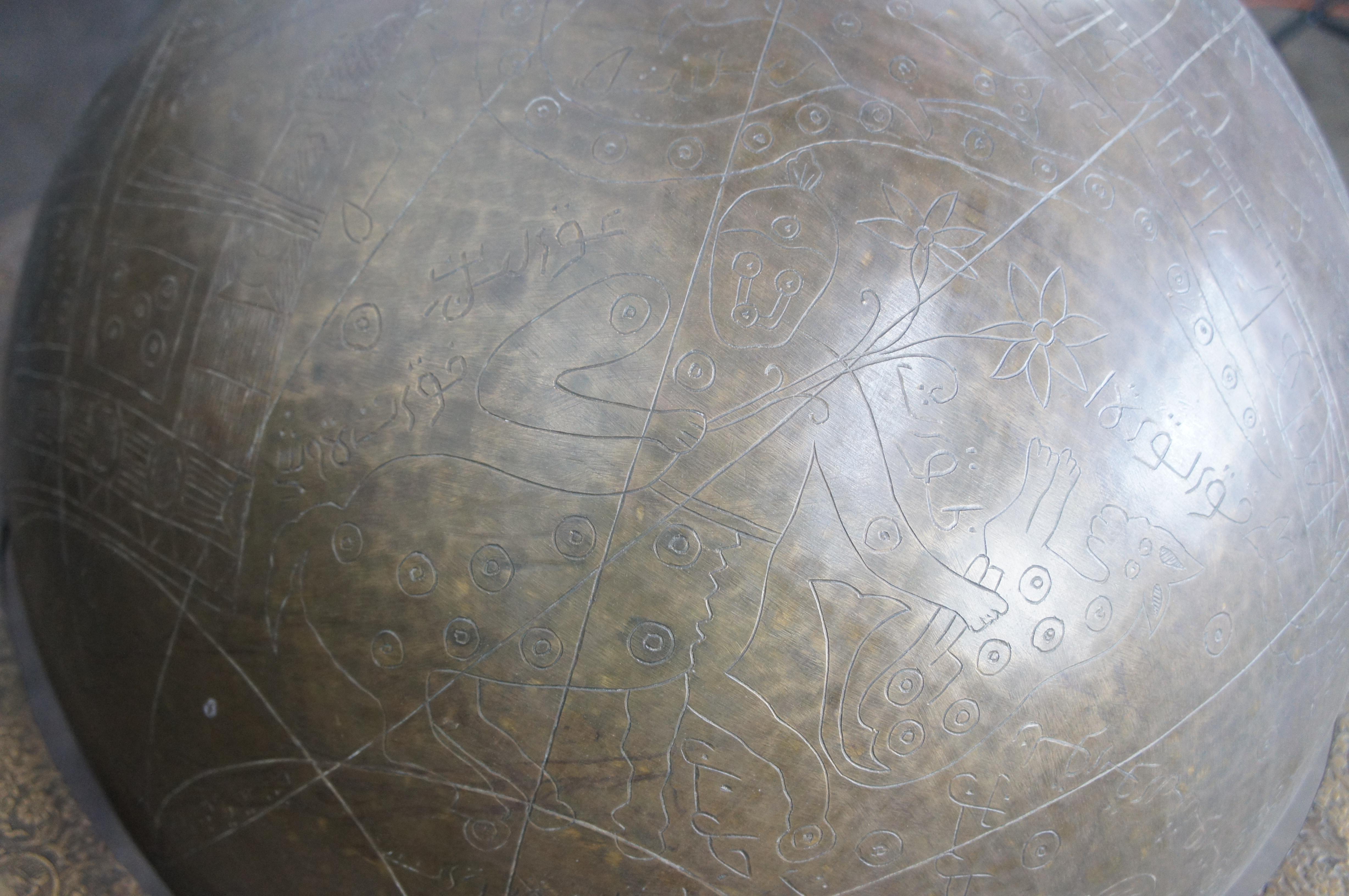 Arte International Monumental Engraved Brass Islamic Celestial Globe On Stand For Sale 6