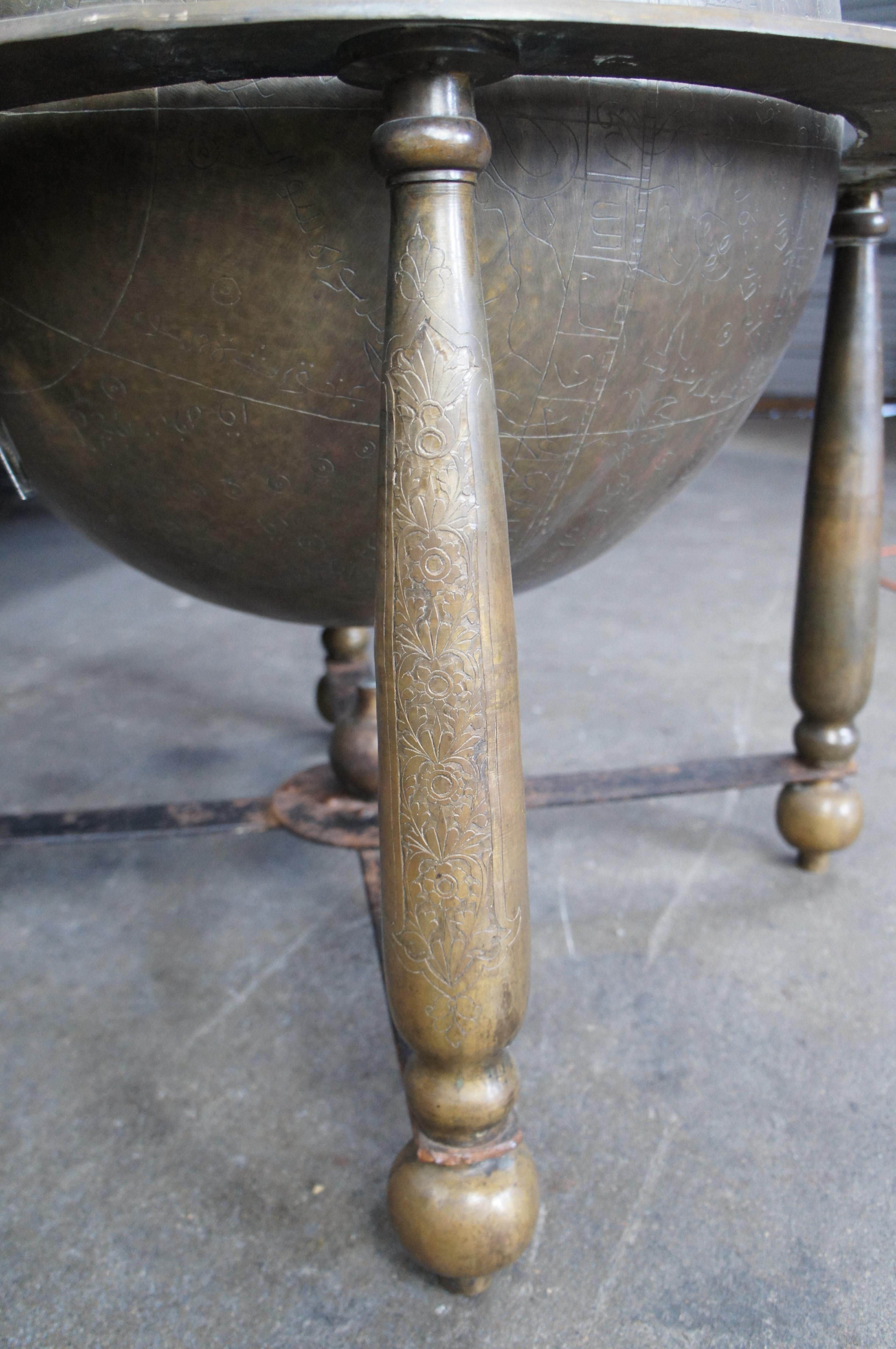 Arte International Monumental Engraved Brass Islamic Celestial Globe On Stand For Sale 7