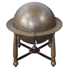 Vintage Arte International Monumental Engraved Brass Islamic Celestial Globe On Stand