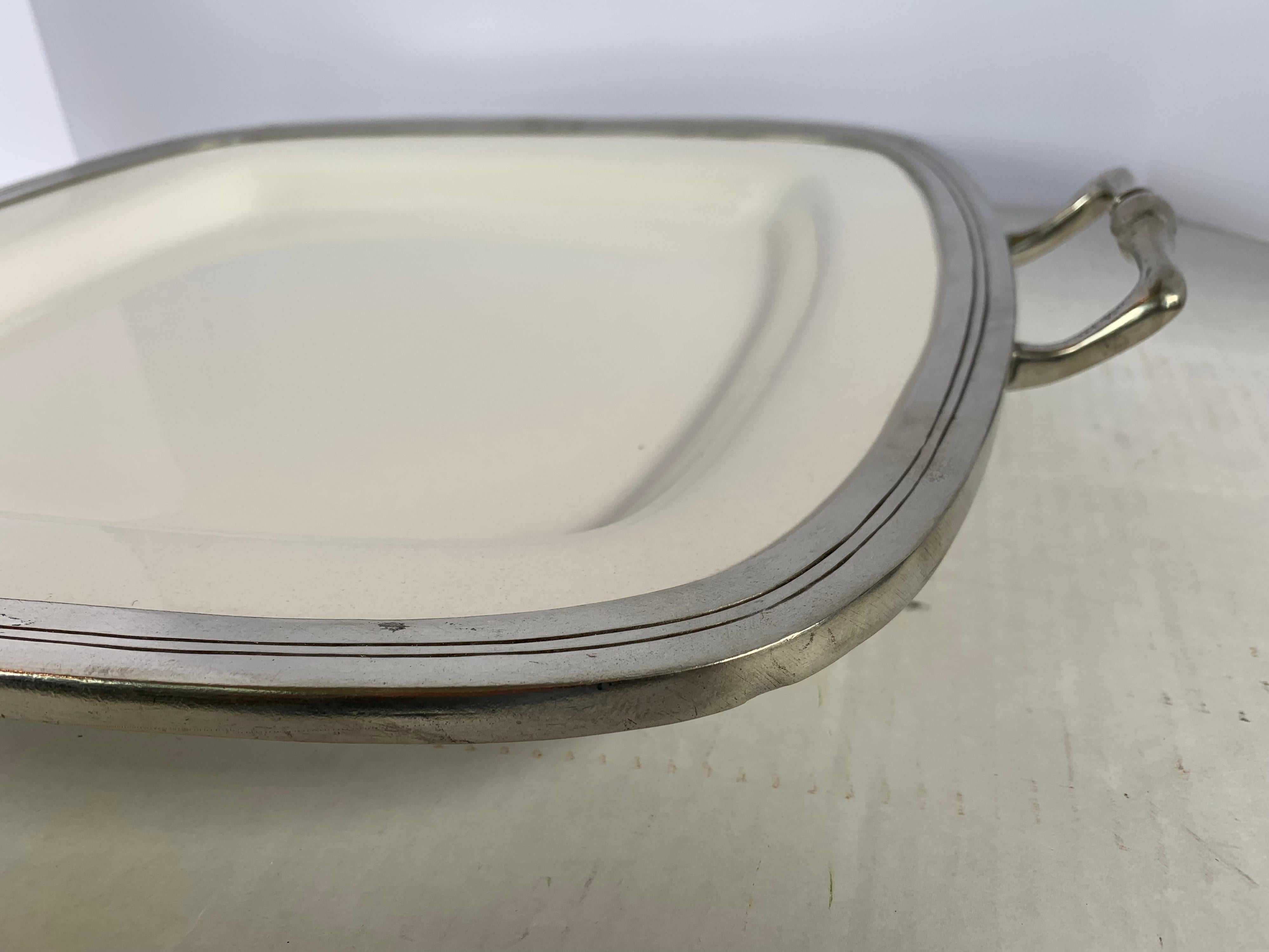 Arte Italica Made in Italy Large Platter with Silver Handles Serveware In Good Condition In West Hartford, CT