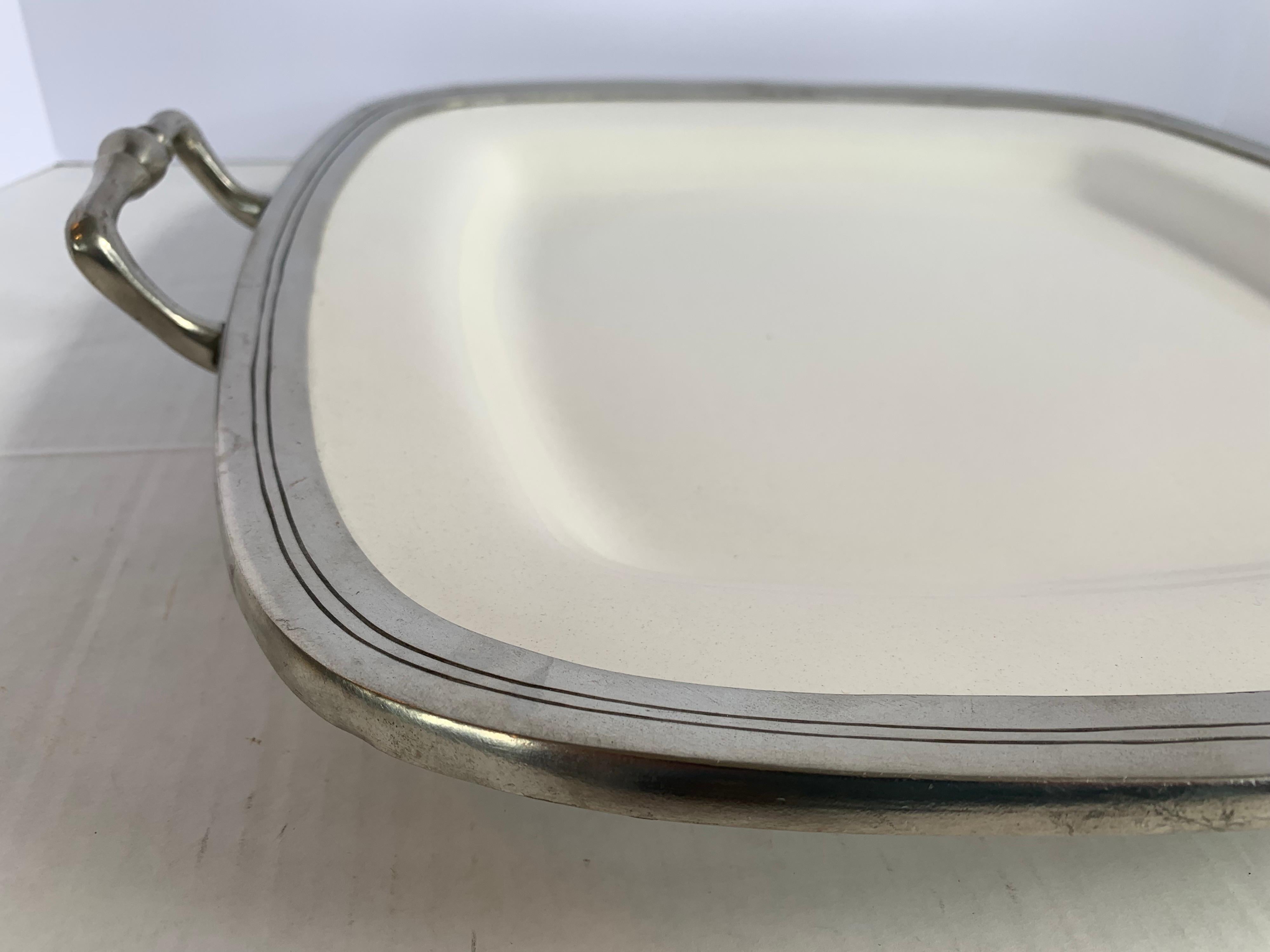 Contemporary Arte Italica Made in Italy Large Platter with Silver Handles Serveware