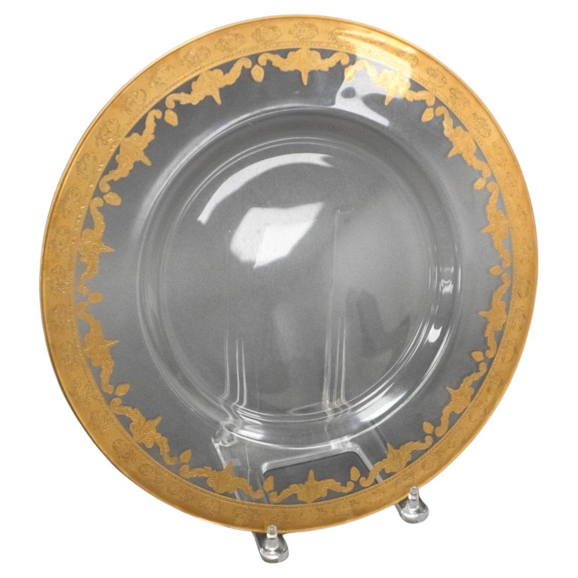 Arte Italica Vetro Glas und 24ct Gold Ladegerät Platte 13,75"