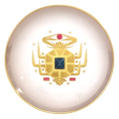 Arte Morbelli Zodiac Cancro / Cancer Plate in 24k Gold Porcelain - Italy, 1970's