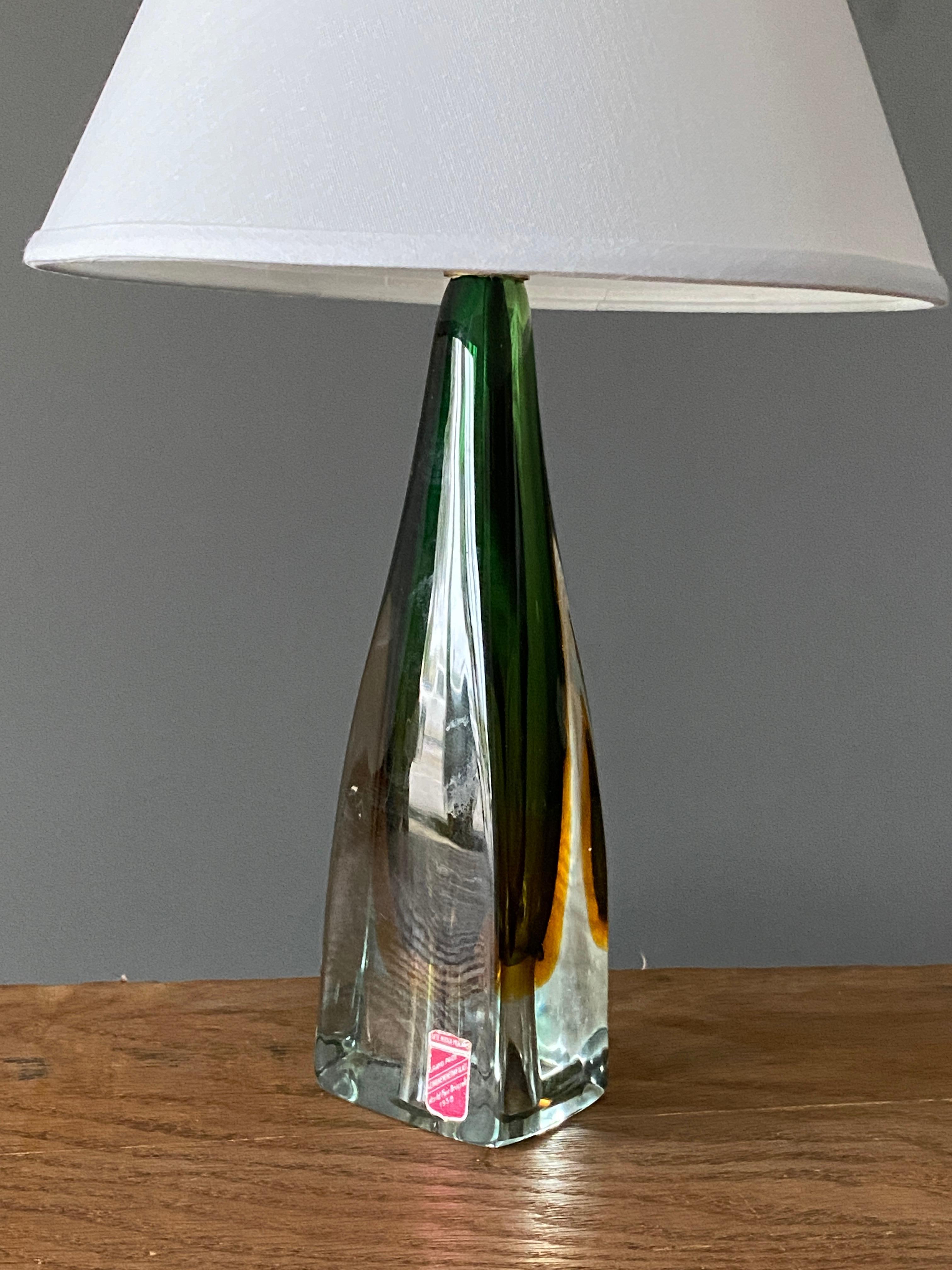 Mid-Century Modern Arte Nuova, Murano, Organic Table Lamp, Blown Colored Venetian Glass Italy 1950s