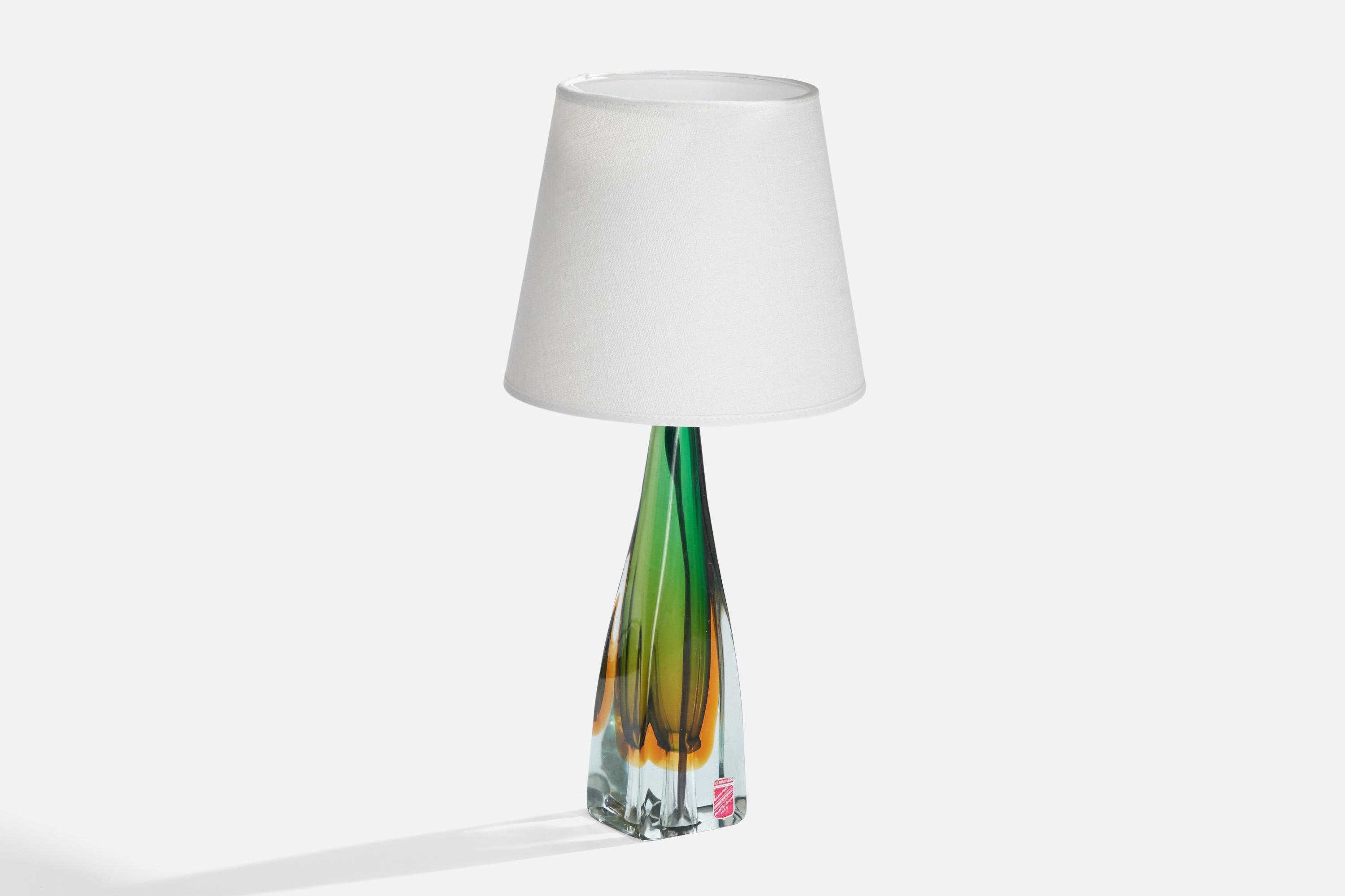 Mid-20th Century Arte Nuova Murano, Table Lamp, Glass, Brass, Italy, 1950s For Sale