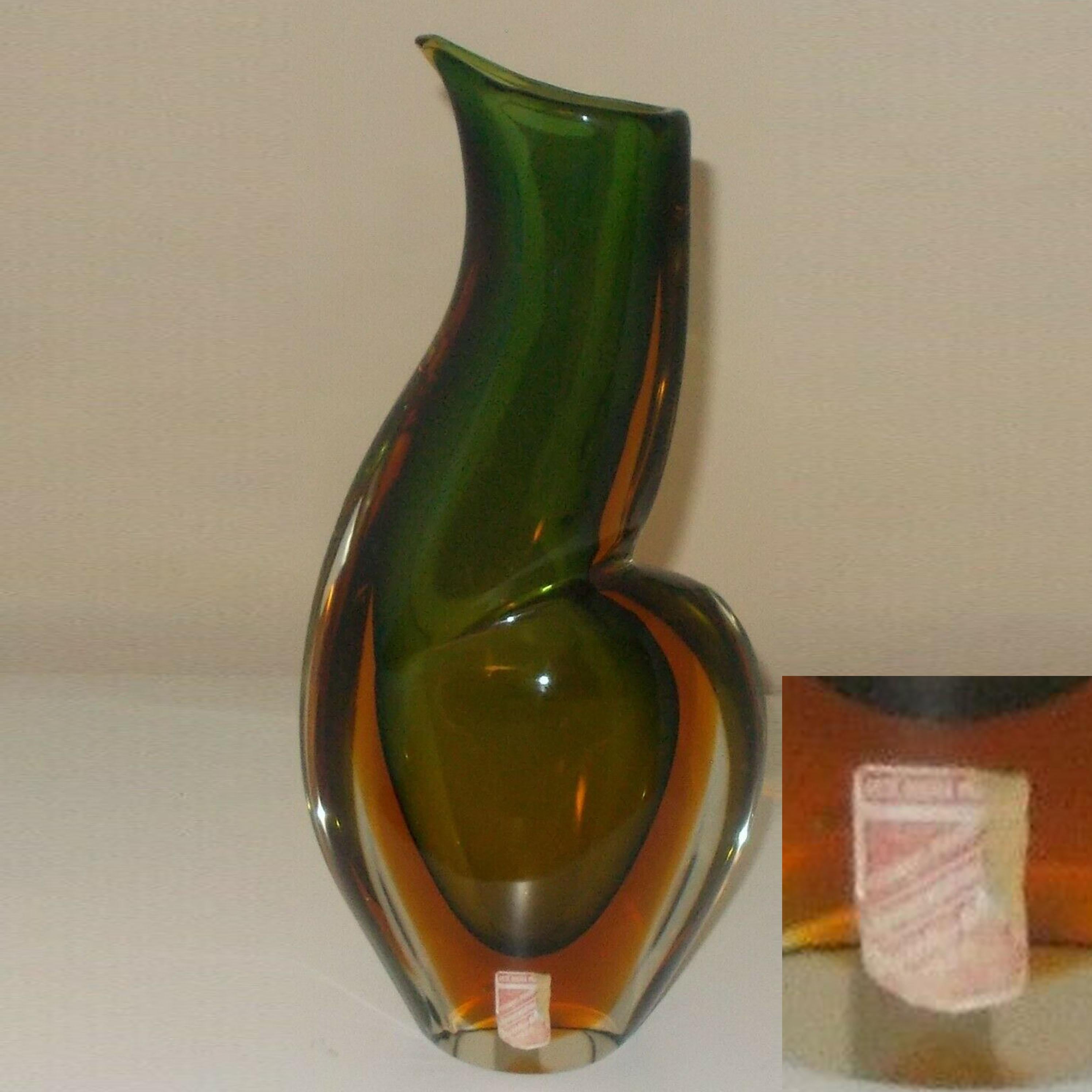 Arte Nuova Murano / Jarrón de cristal veneciano rosa y ámbar Sommerso en venta 3