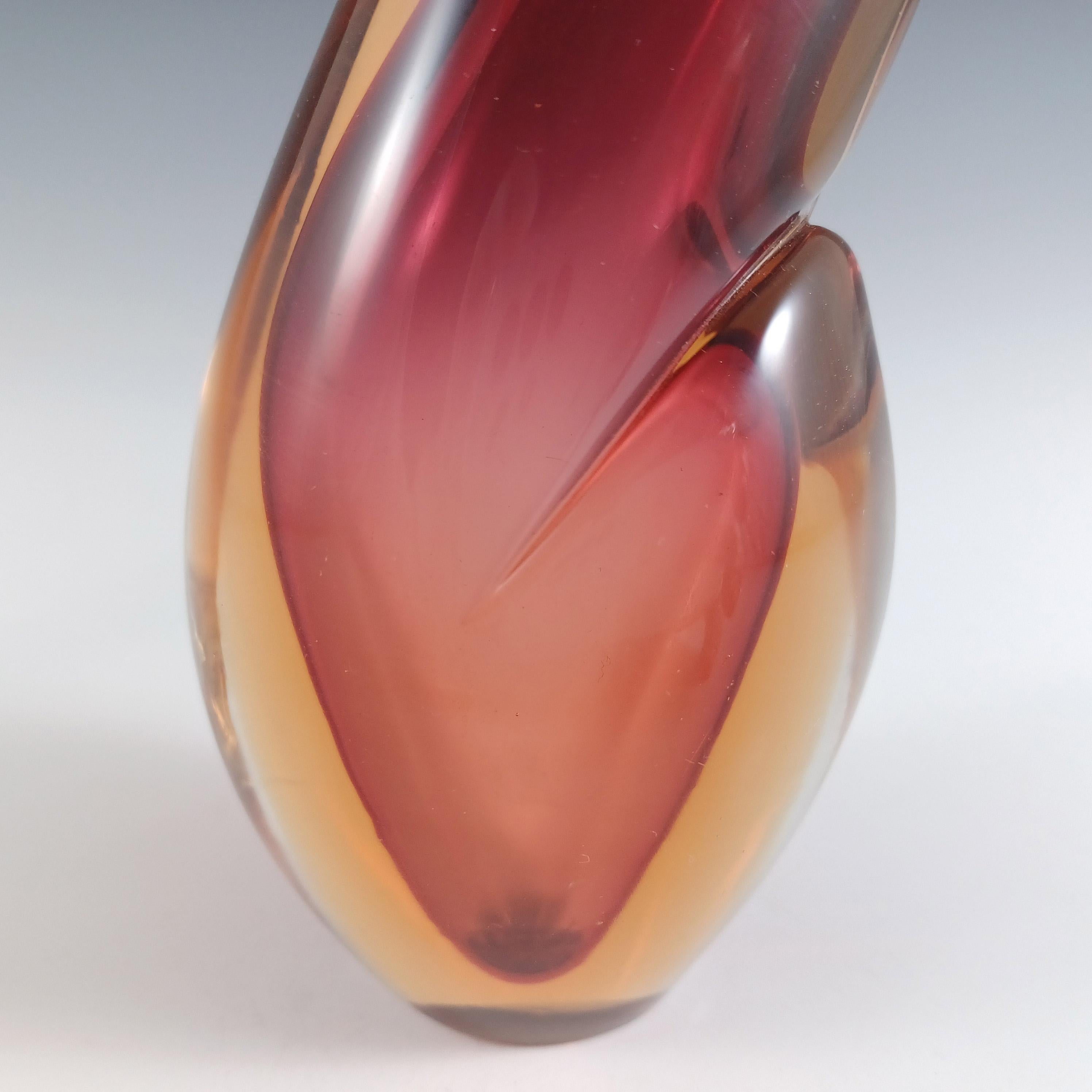 Arte Nuova Murano / Jarrón de cristal veneciano rosa y ámbar Sommerso Moderno de mediados de siglo en venta